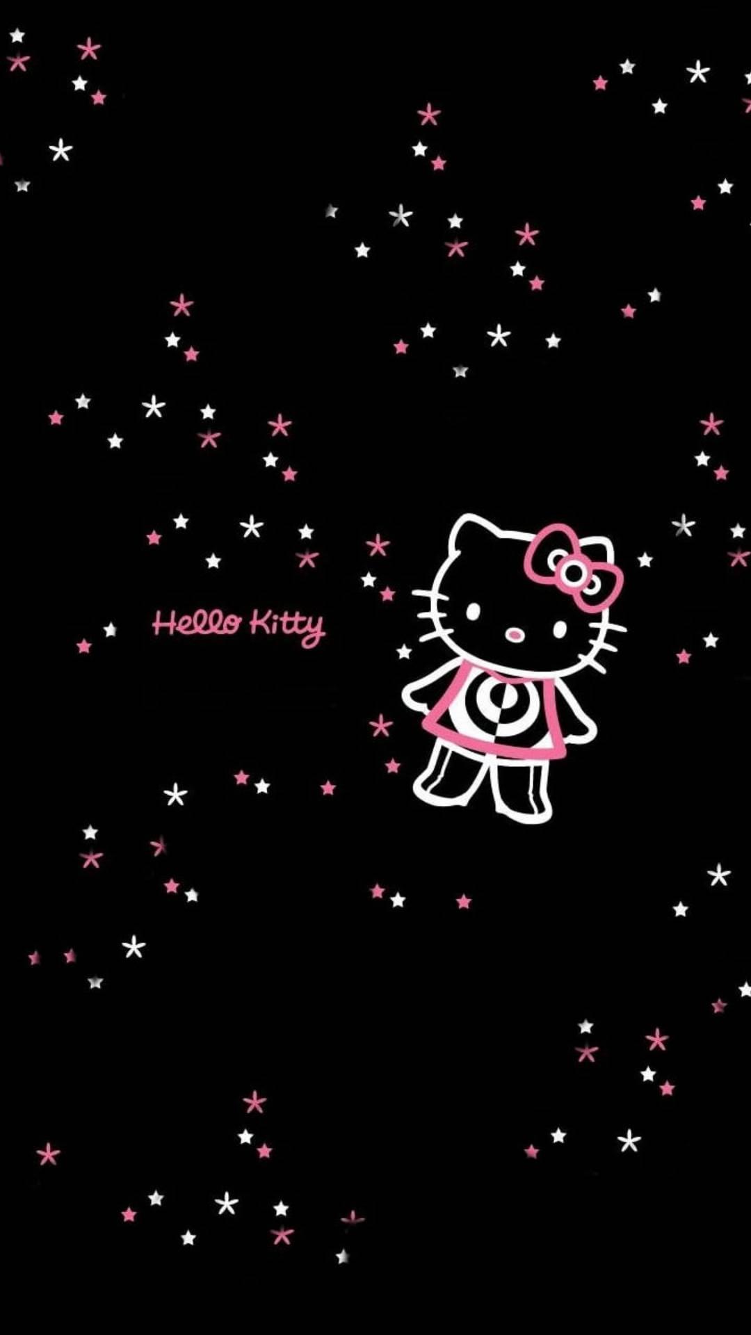 Black Hello Kitty With Stars — 1080x1920 wallpaper