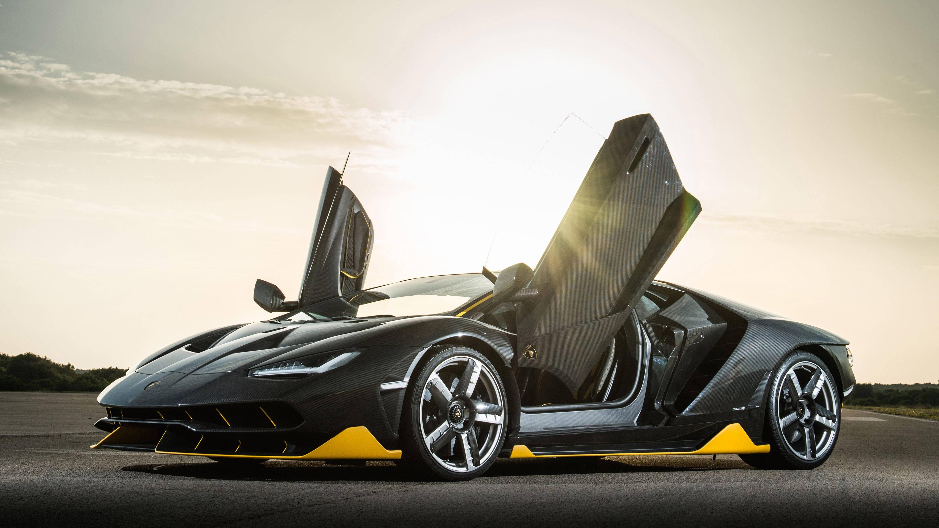 Black Lamborghini Centenario Doors Up — 3840x2160 wallpaper