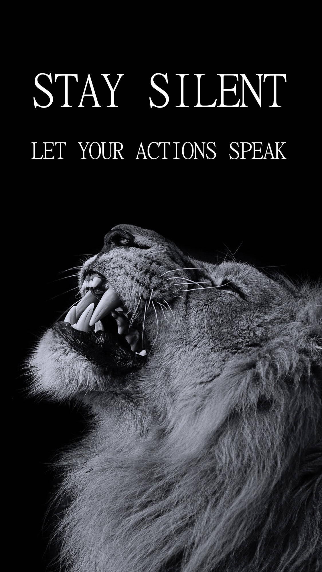 Black Motivation Silent Lion — 1125x2000 wallpaper