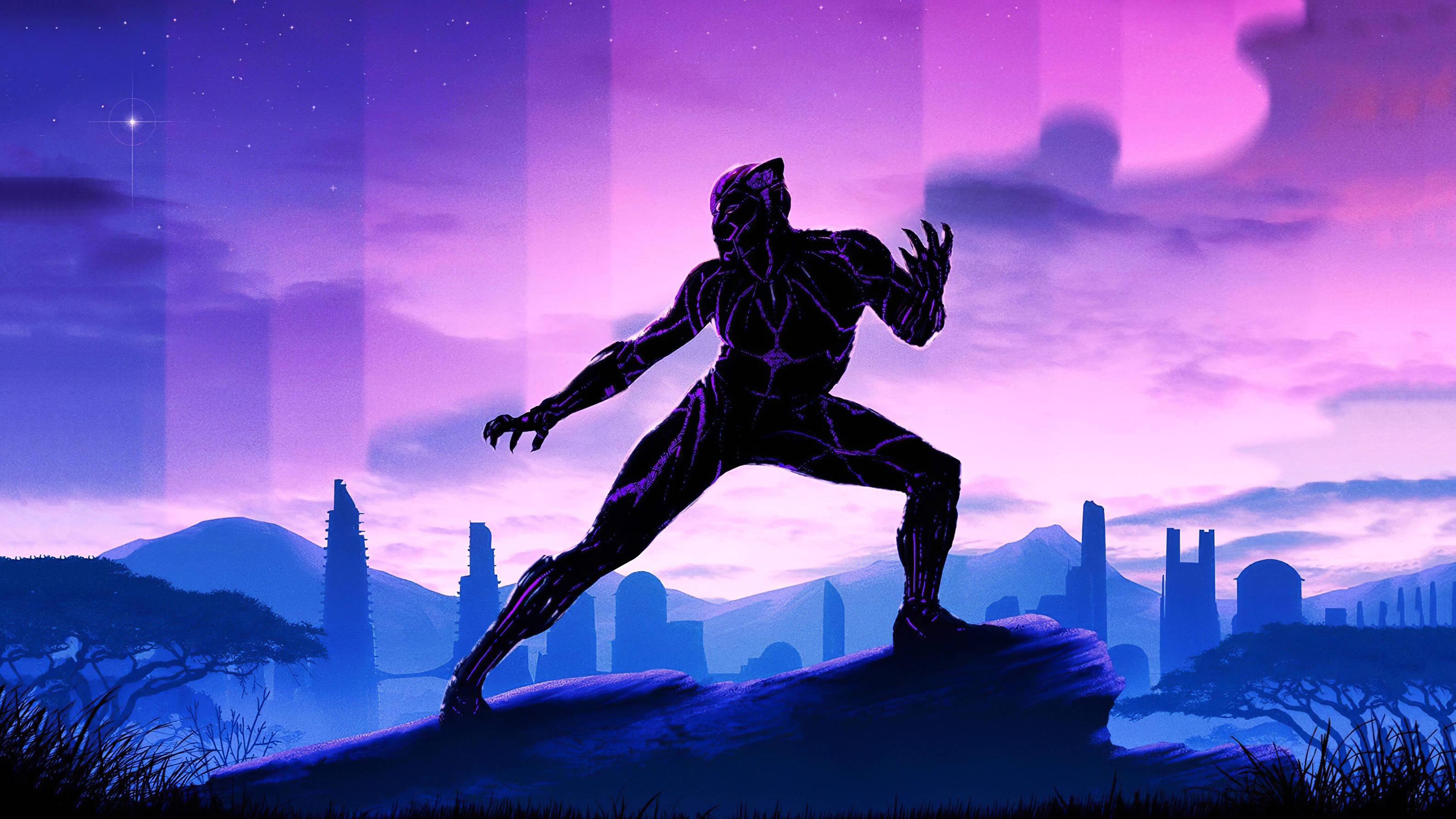 Black Panther In Defense Stance — 3172x1784 wallpaper