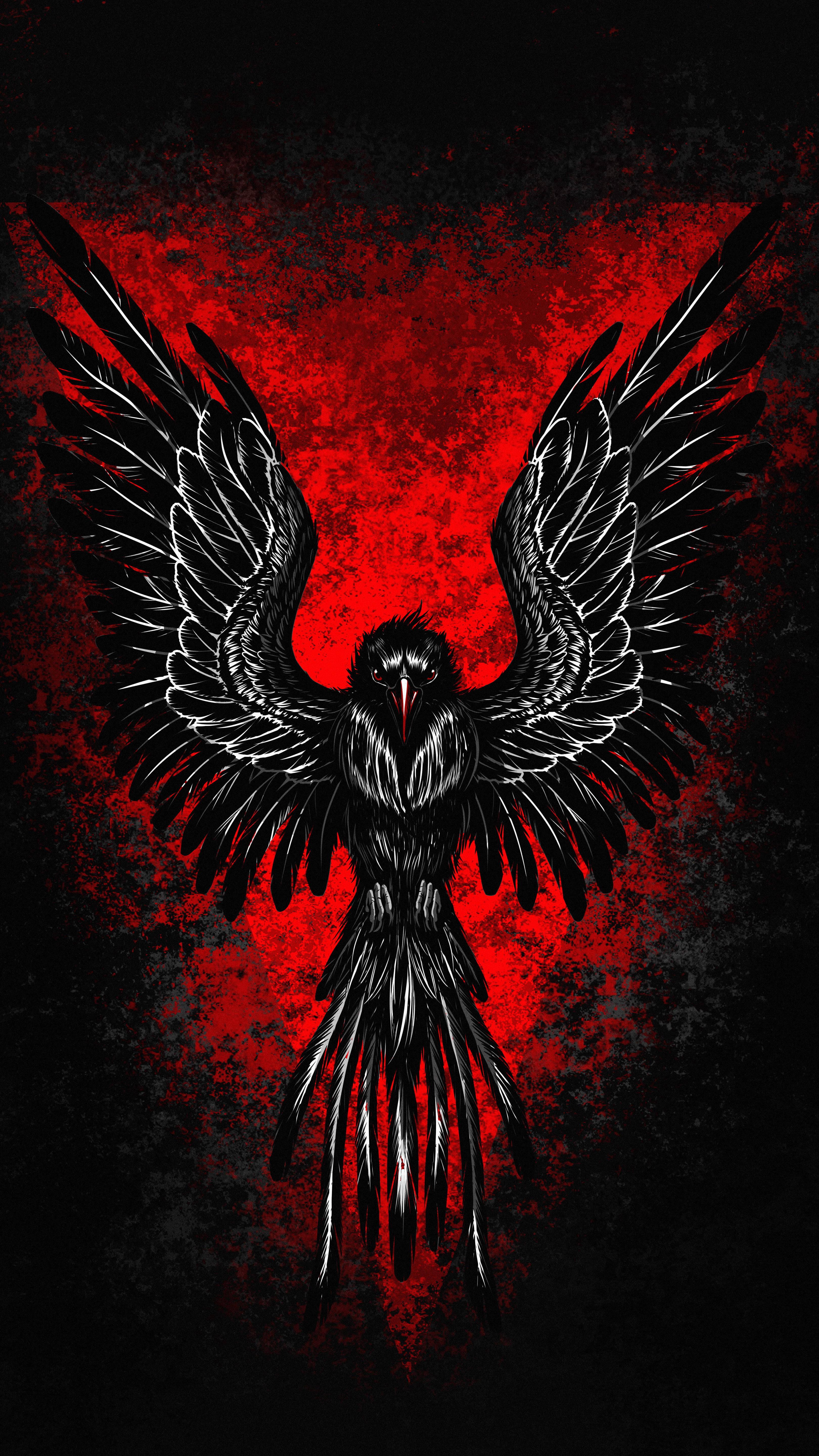 Black Raven 8K Phone — 3240x5760 wallpaper