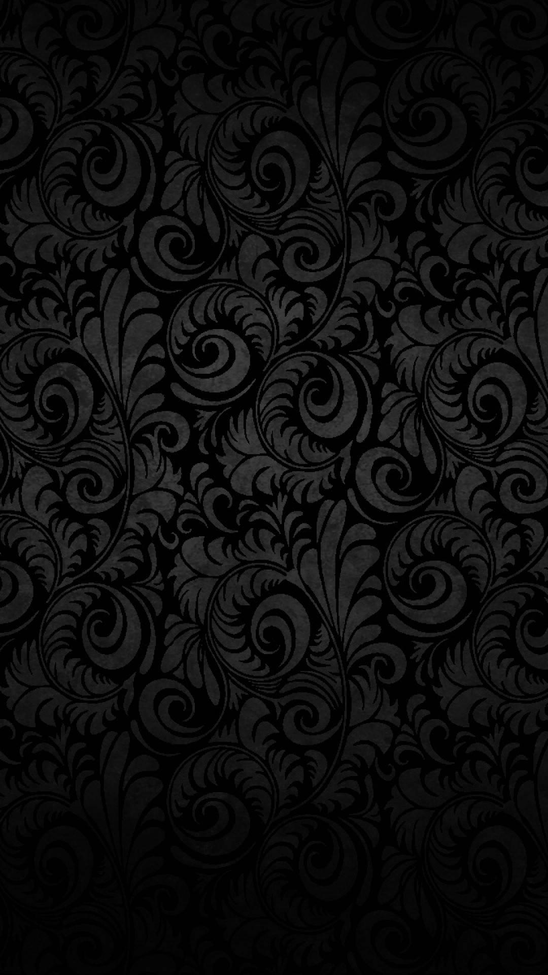 Black Spiral Leaves Design Phone — 1080x1920 wallpaper