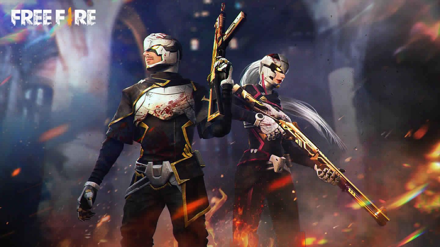 Black With White And Gold Skin Free Fire Background