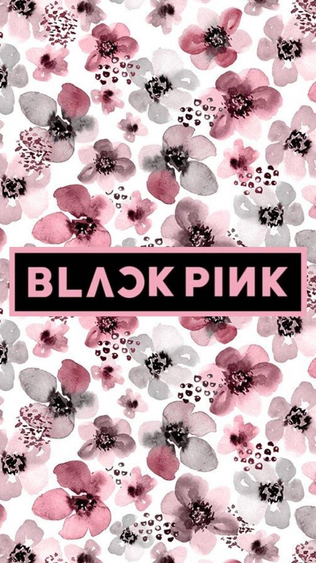 Blackpink Logo Over Black and Pink Flowers — 1080x1920 wallpaper