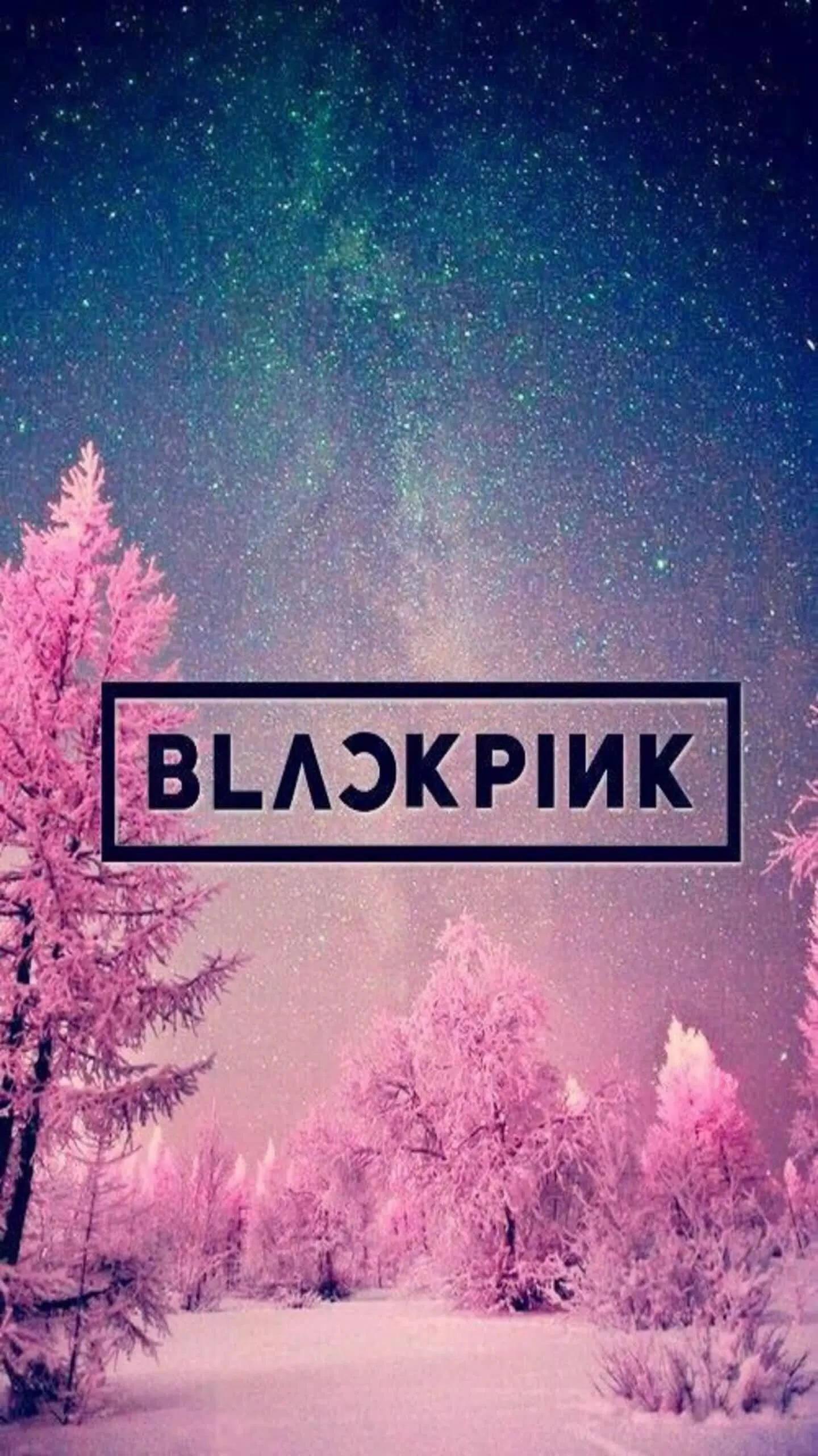 Blackpink Logo Over Pink Snowy Forest — 1440x2560 wallpaper