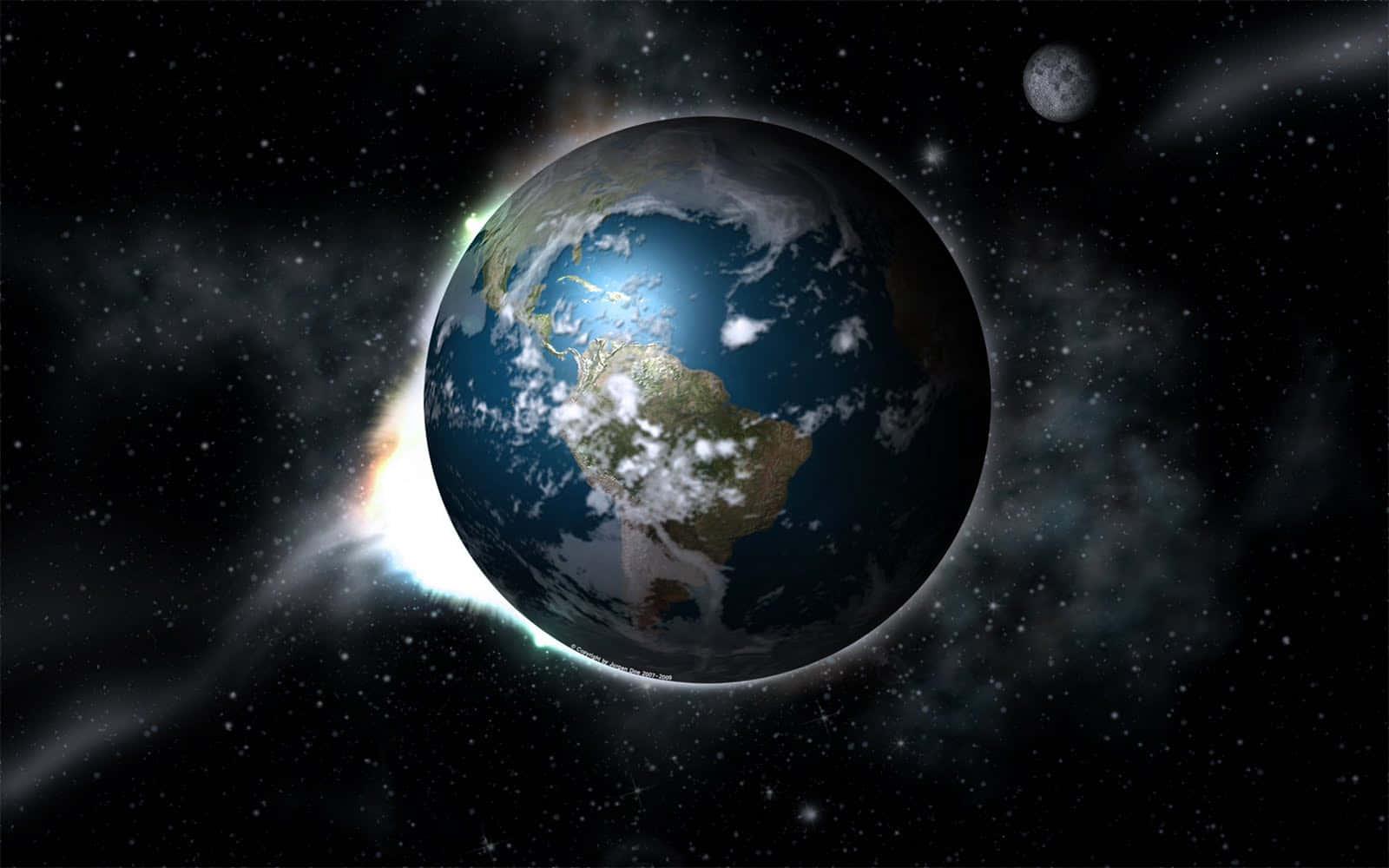 Blazing Earth Against Space Background — 1600x1000 wallpaper