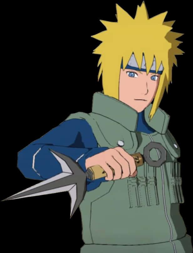 Blonde Anime Character With Kunai — 616x809 wallpaper