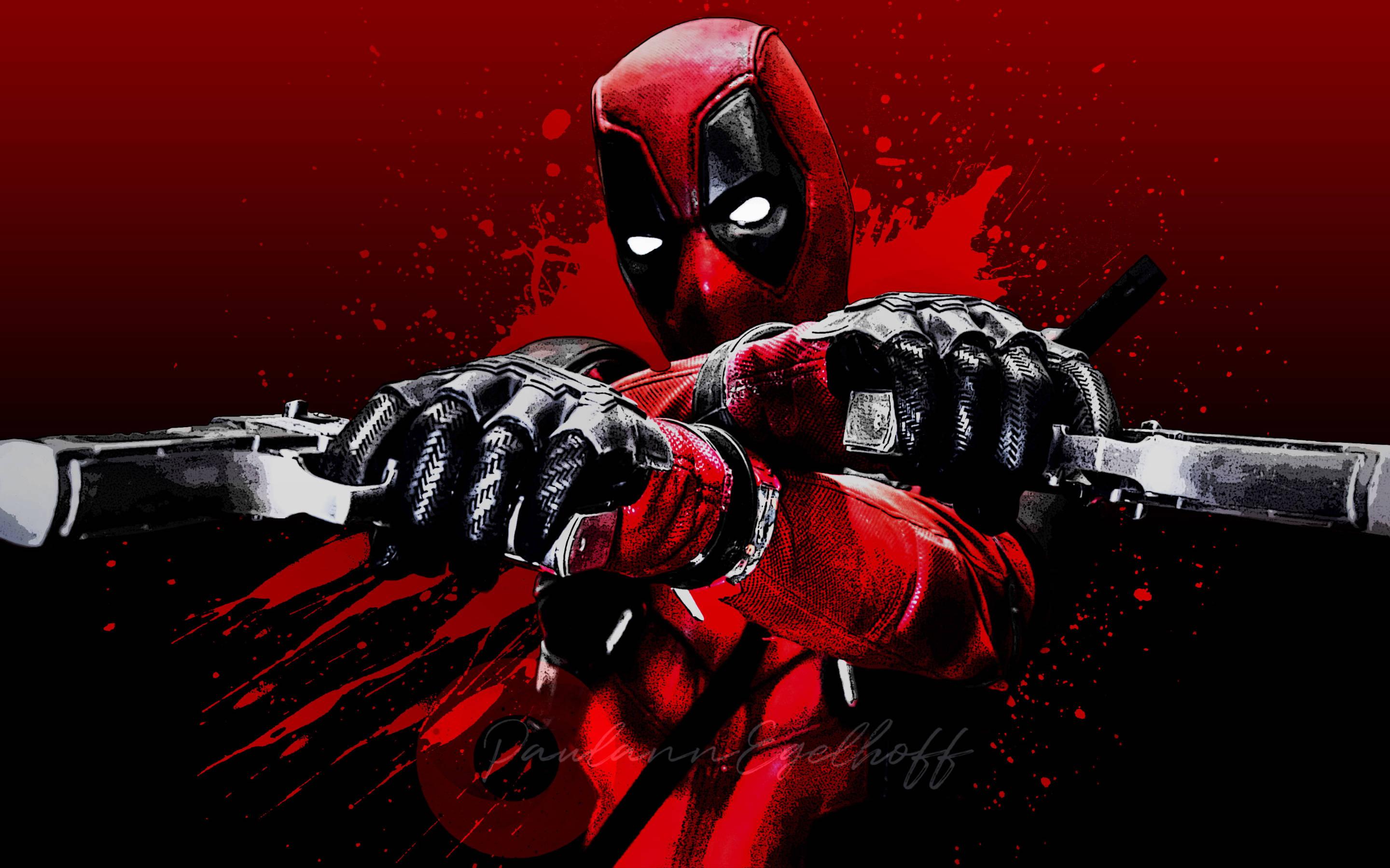 Bloody Deadpool With Guns — 2880x1800 wallpaper