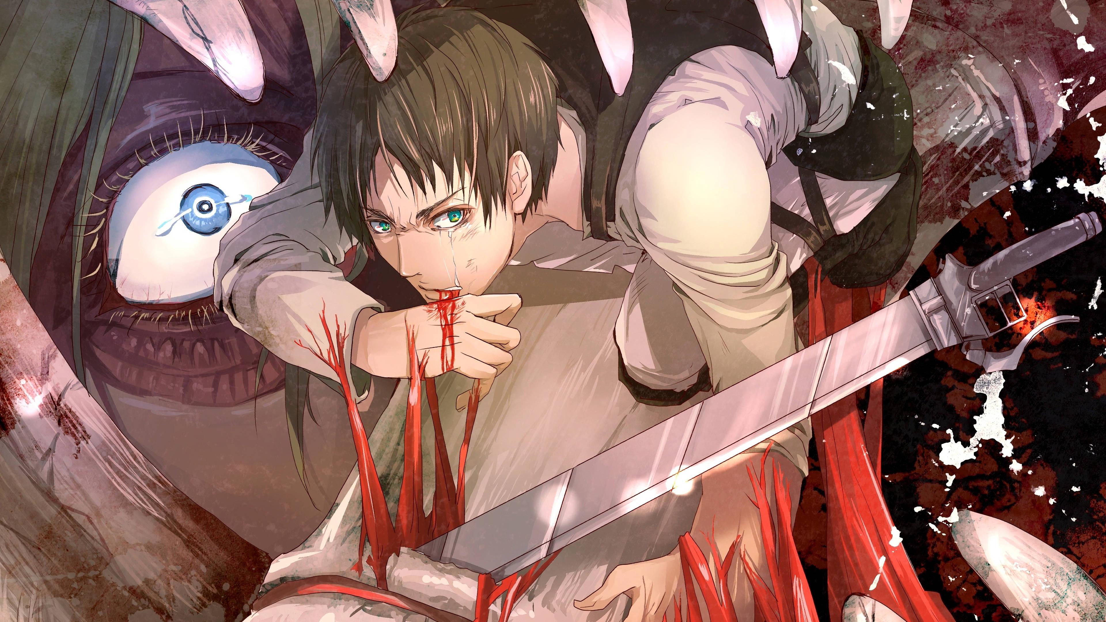 Bloody Eren Yeager Art — 3840x2160 wallpaper