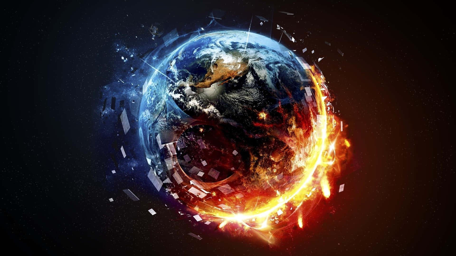 Blue And Blazing Earth Background — 1920x1080 wallpaper