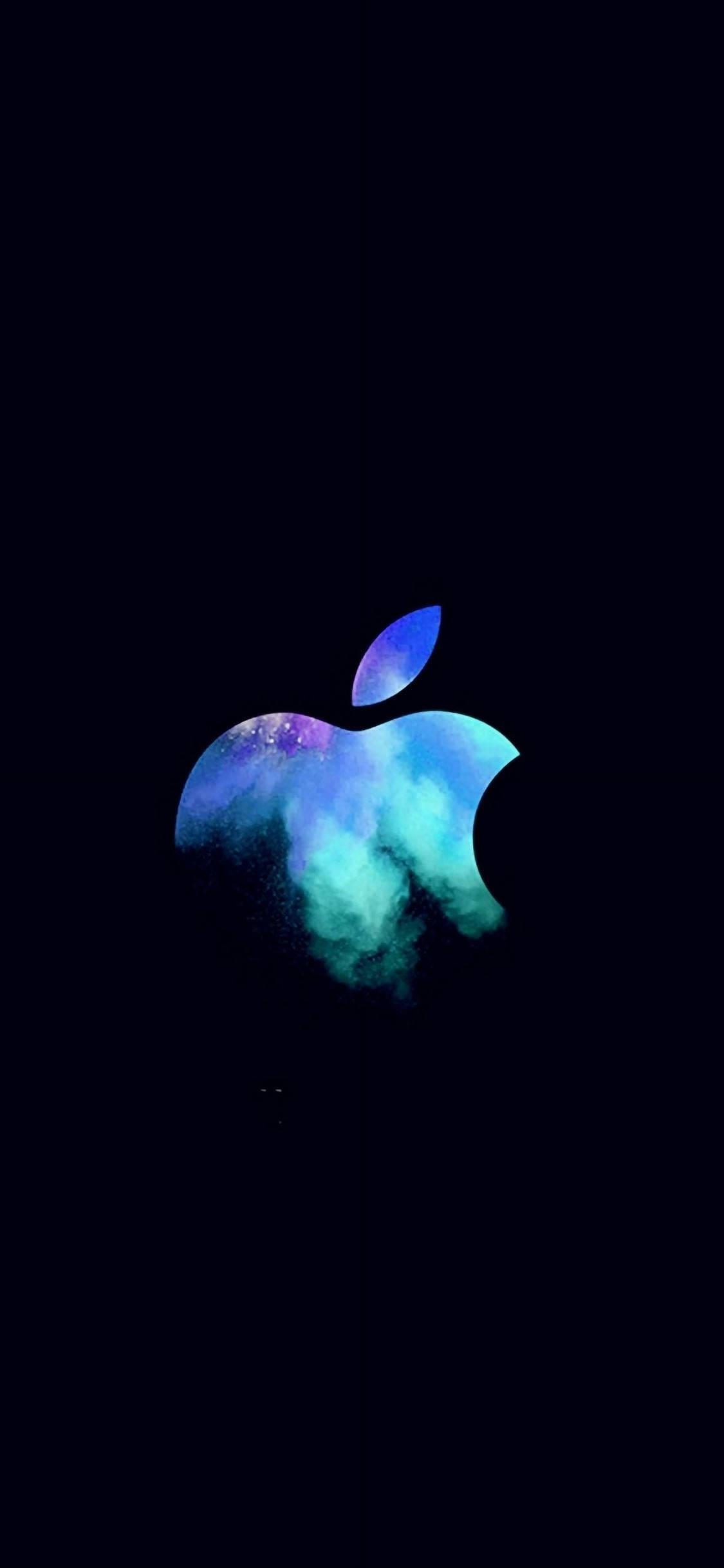 Blue Apple Logo iPhone Dark — 1125x2436 wallpaper