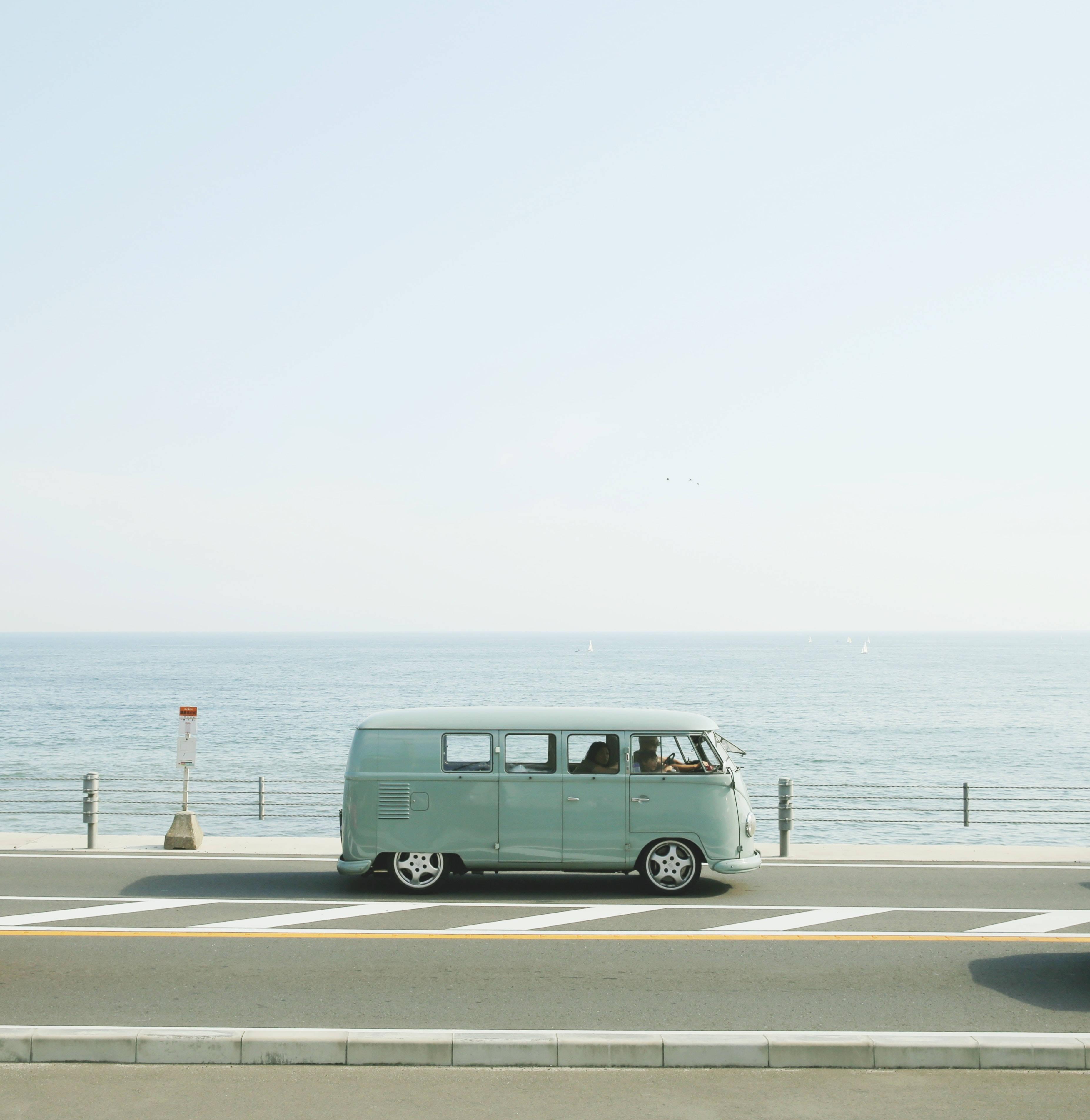 Blue Hippie Van Summer iPhone — 3707x3806 wallpaper