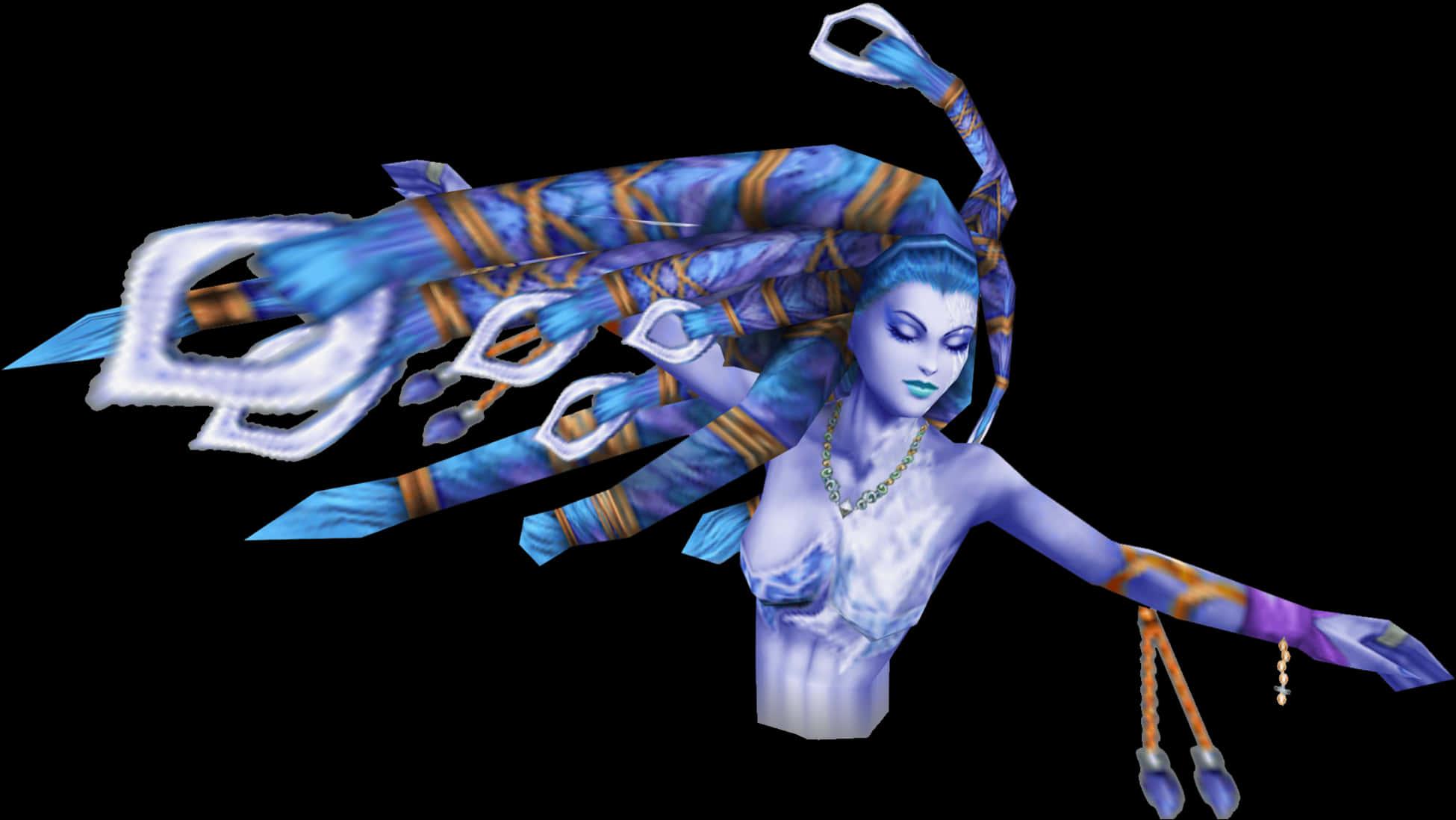 Blue_ Deity_ Figure_with_ Serpentine_ Hair — 1950x1098 wallpaper