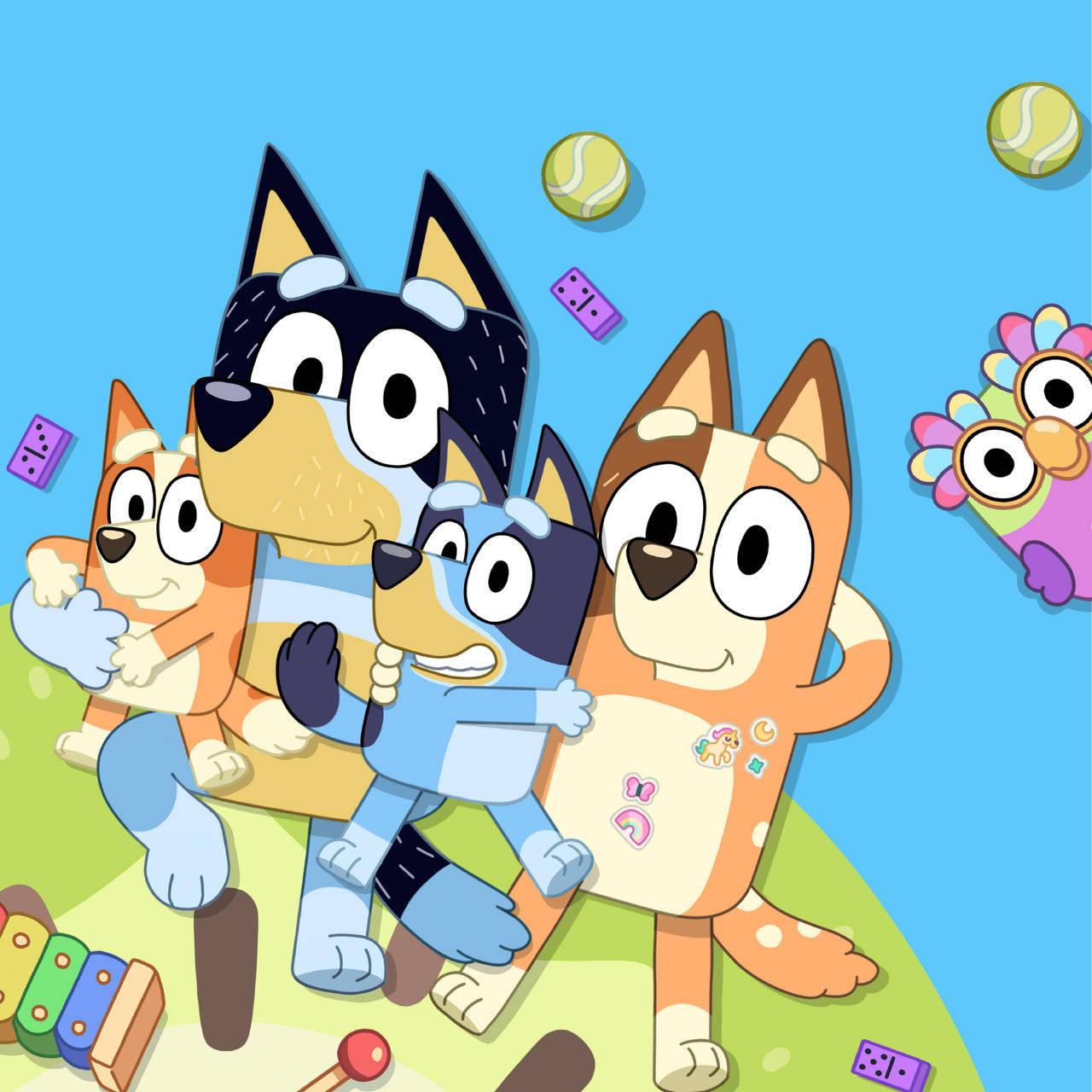 Bluey Heller Family Picture Lying Together — 1280x1280 wallpaper