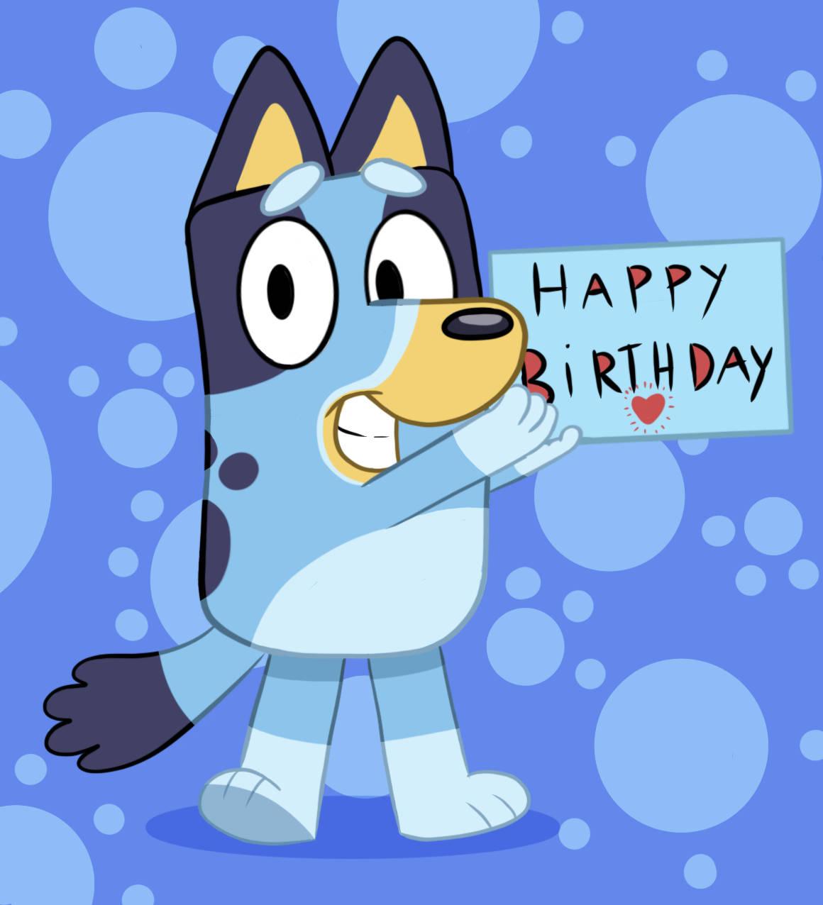 Bluey Holding A Happy Birthday Sign — 1160x1276 wallpaper