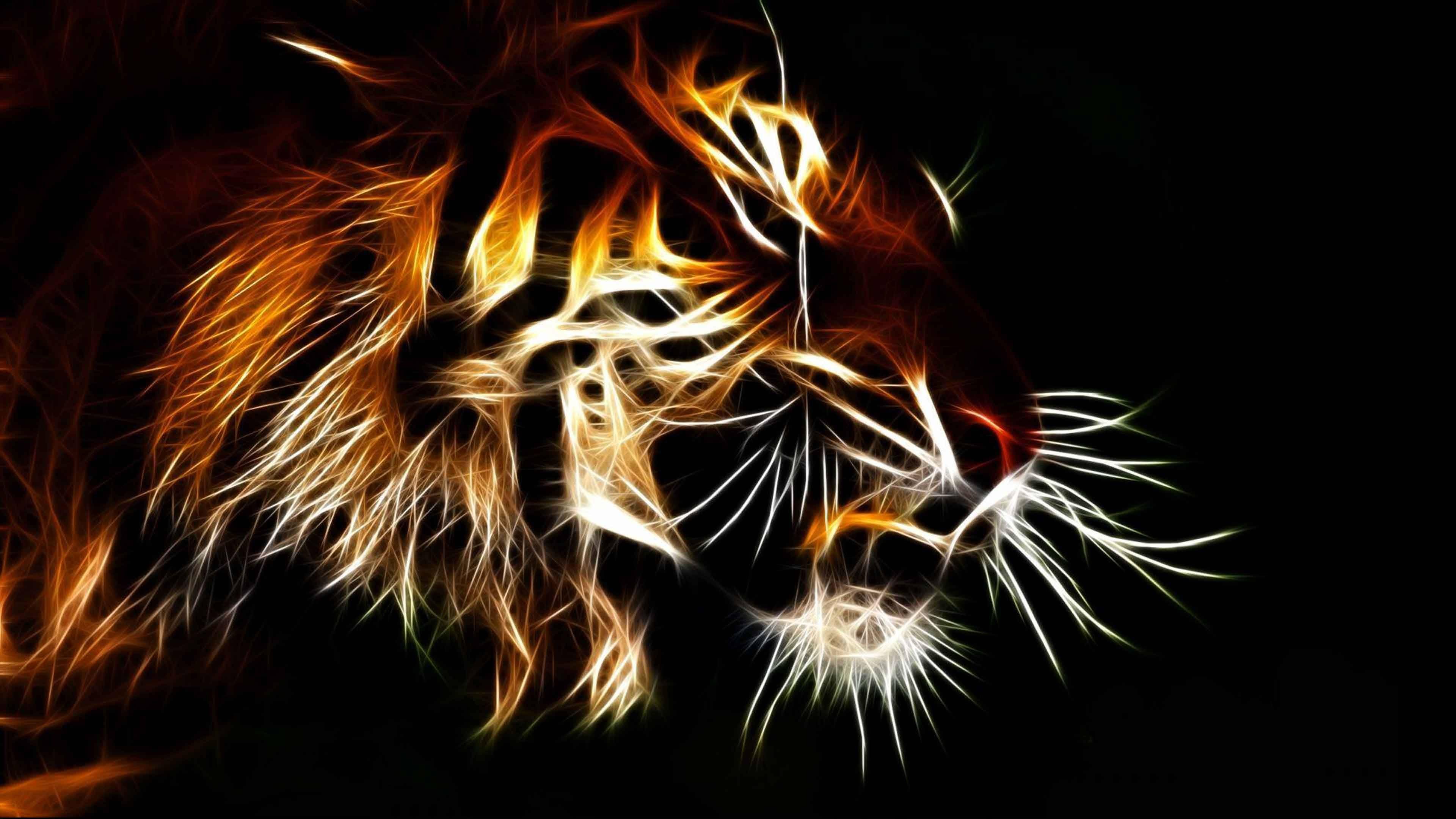 Bold and Majestic Tiger Rising from a Digital Canvas — 3840x2160 wallpaper