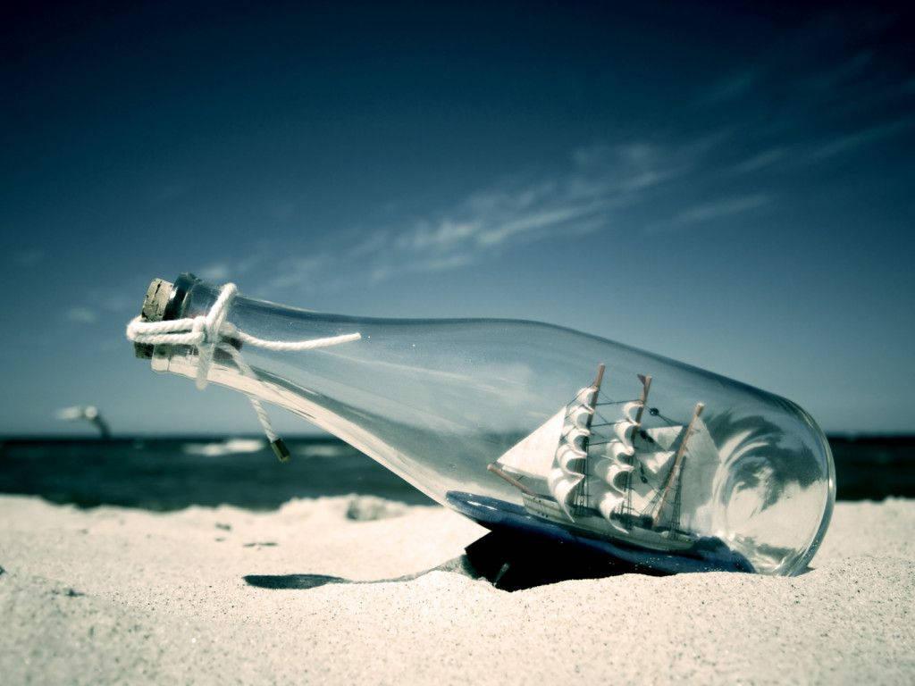 Bottle Ship Sand Laptop — 1024x768 wallpaper