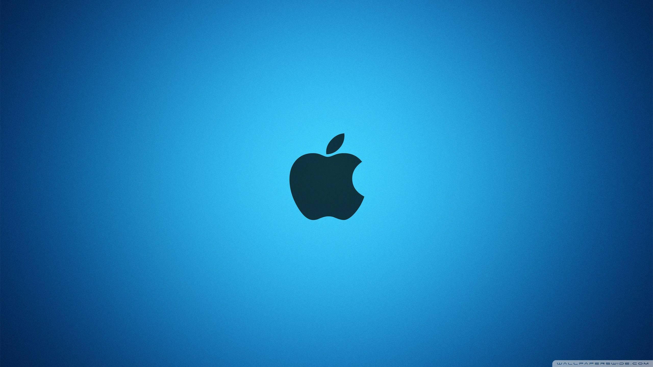 Bright Blue Apple Logo — 2560x1440 wallpaper