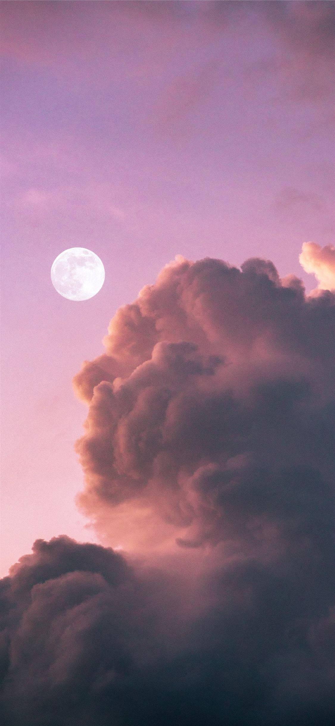 Bright Moon Aesthetic Purple Sky — 1125x2436 wallpaper