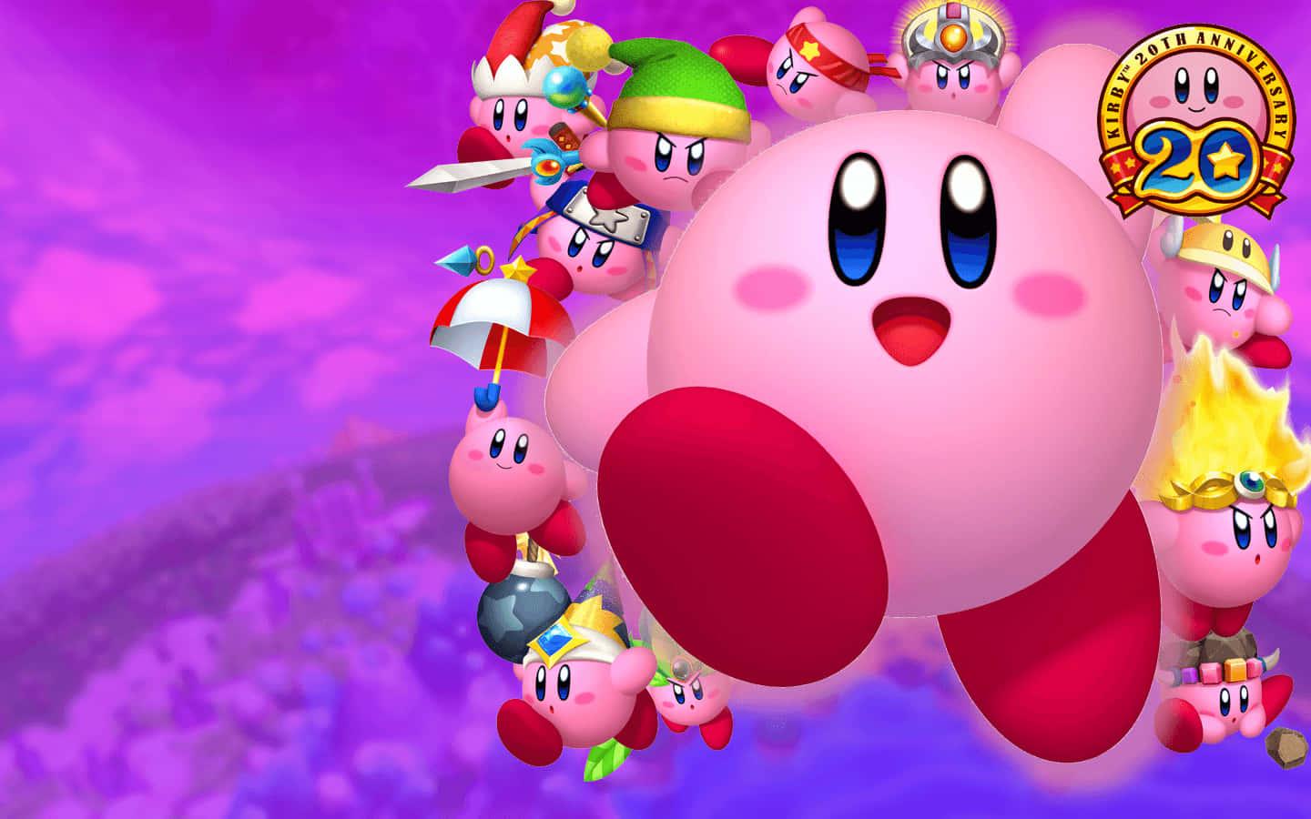 Bright neon colors brighten up the Kirby Background — 1440x900 wallpaper