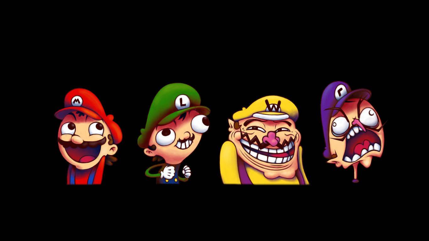 Bros before hoes - Mario, Luigi, Wario and Waluigi — 1366x768 wallpaper