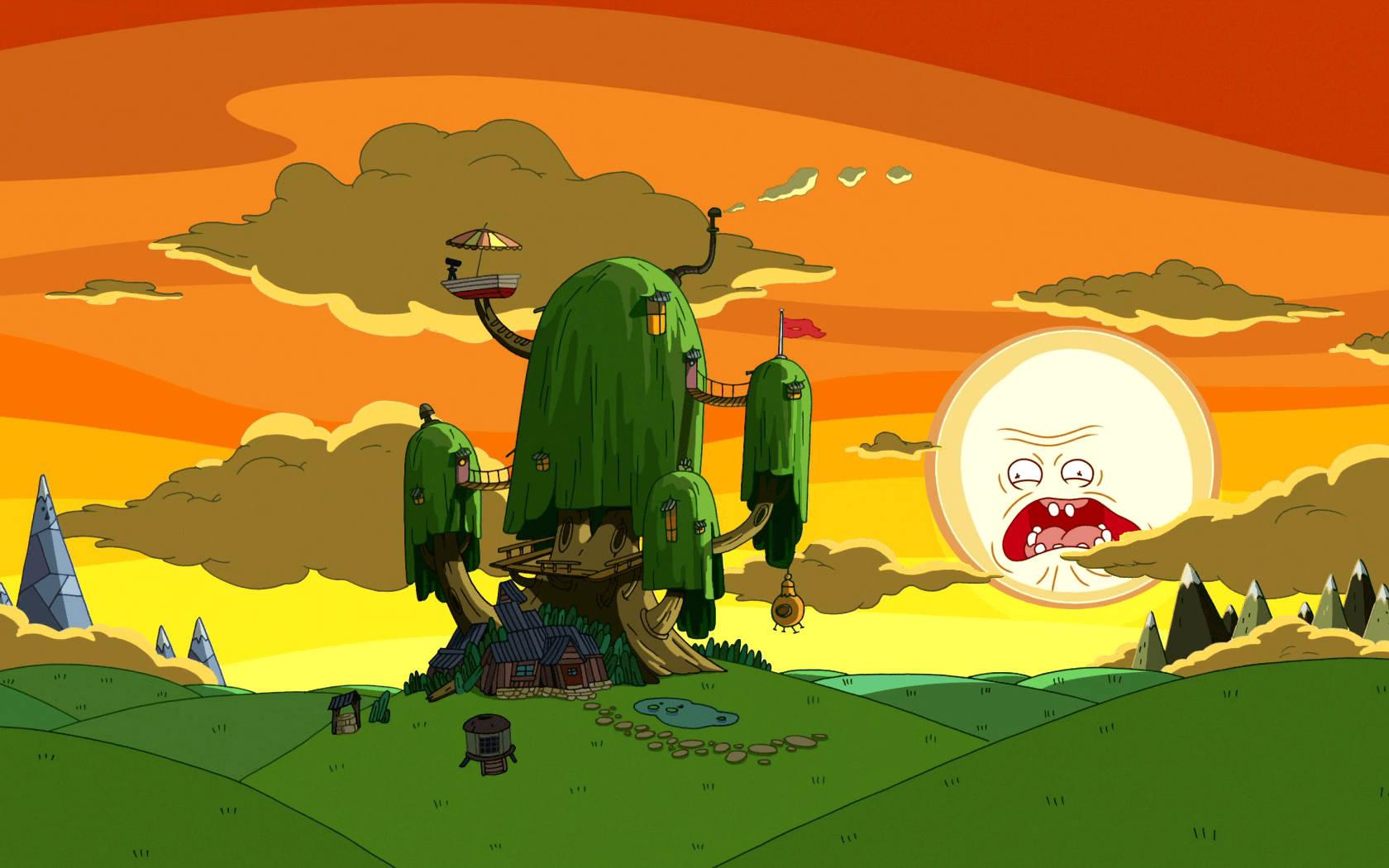 Brought to you by Rick and Morty, it's a crossover with Adventure Time! — 1680x1050 wallpaper