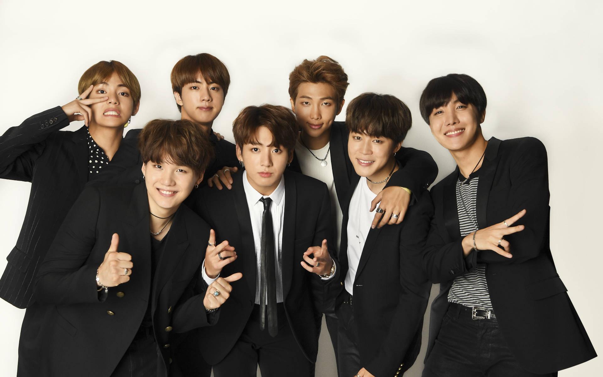 BTS Group Photo In Black Suits — 1920x1200 wallpaper