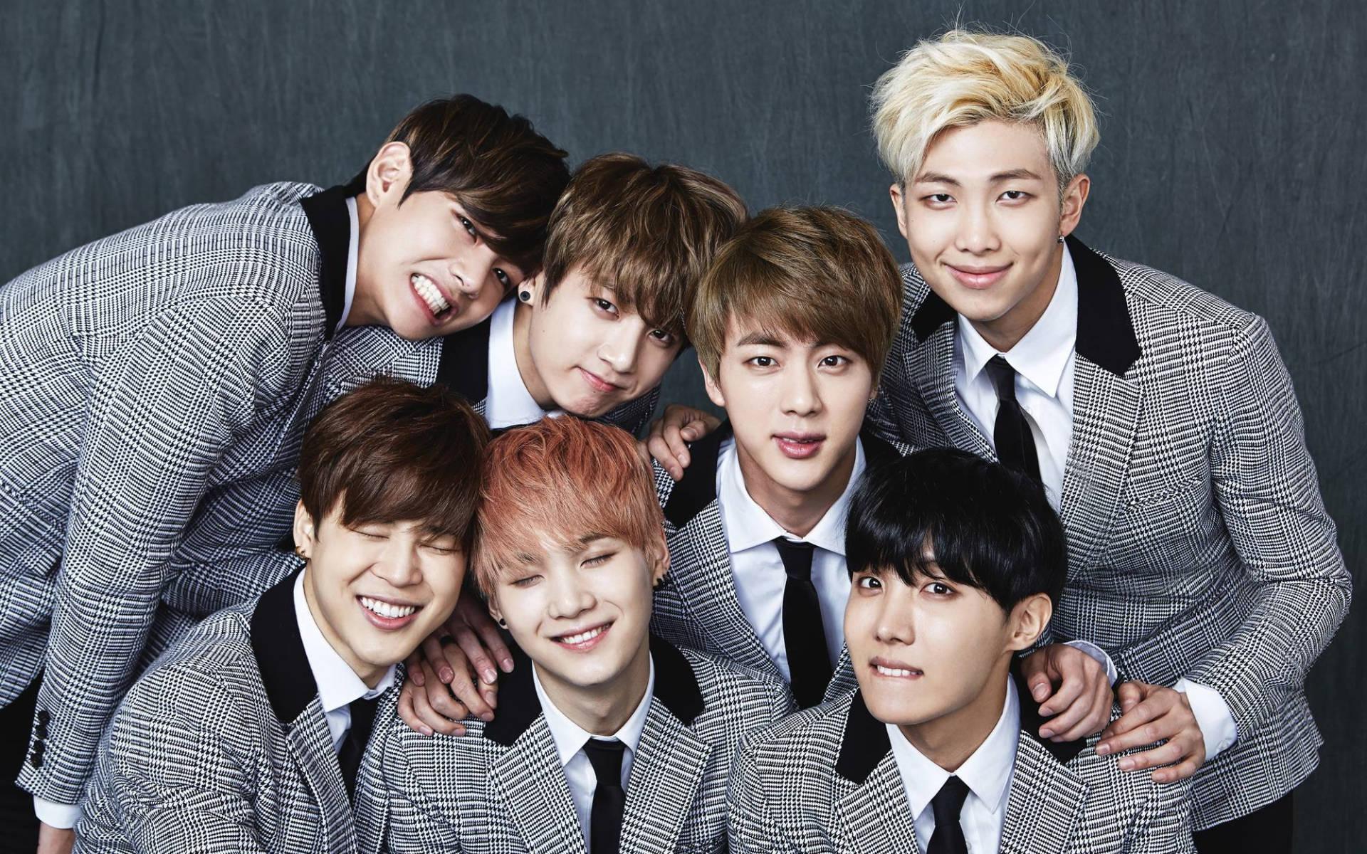 BTS Group Photo In Gray Suits — 1920x1200 wallpaper