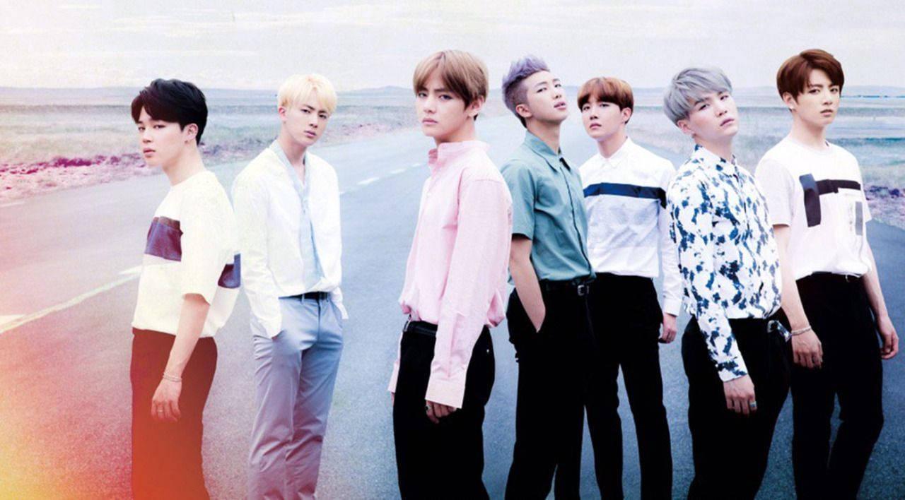 BTS Group Photo On The Road — 1280x708 wallpaper