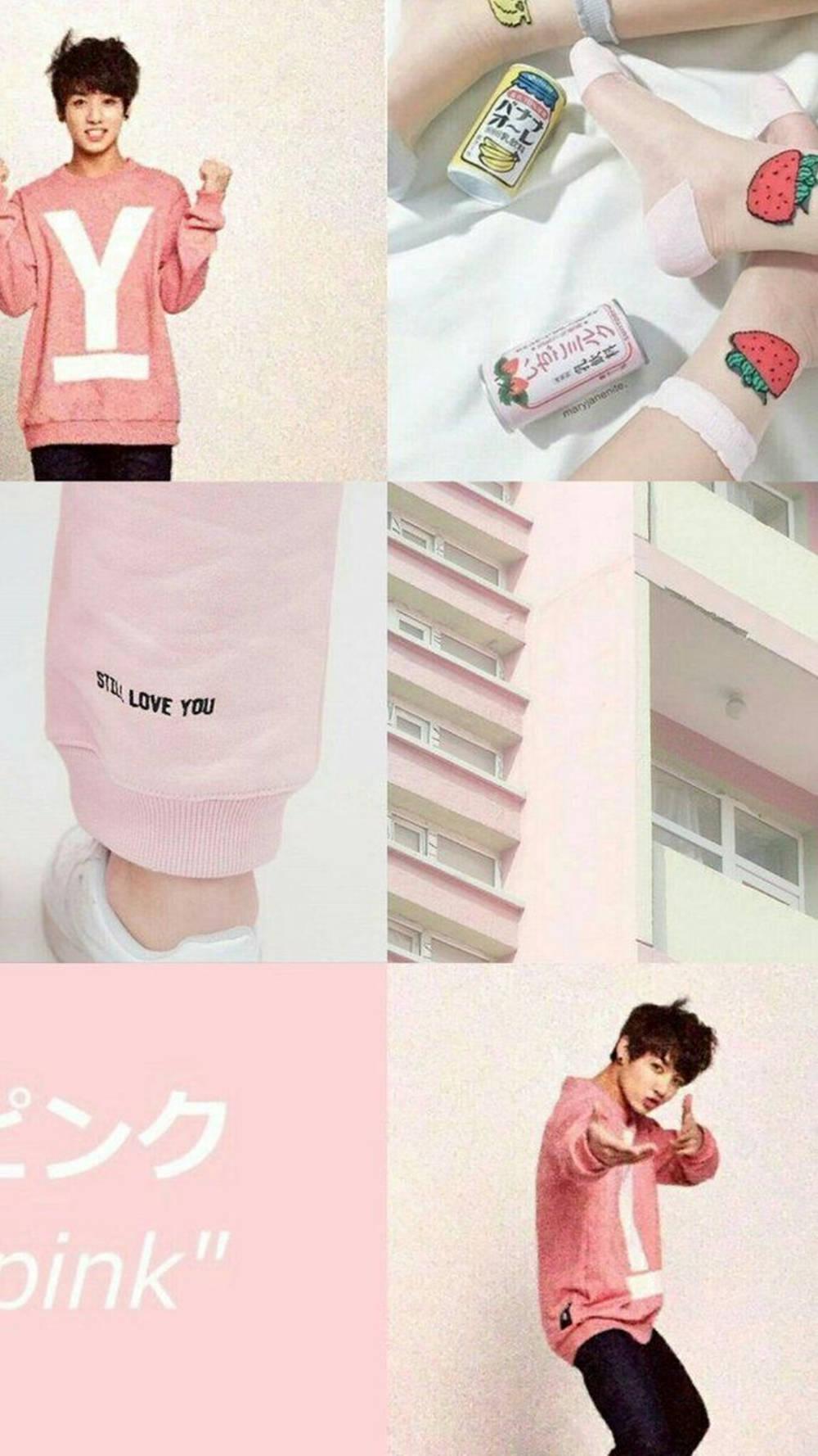 BTS JK Pink Themed Collage — 1000x1778 wallpaper