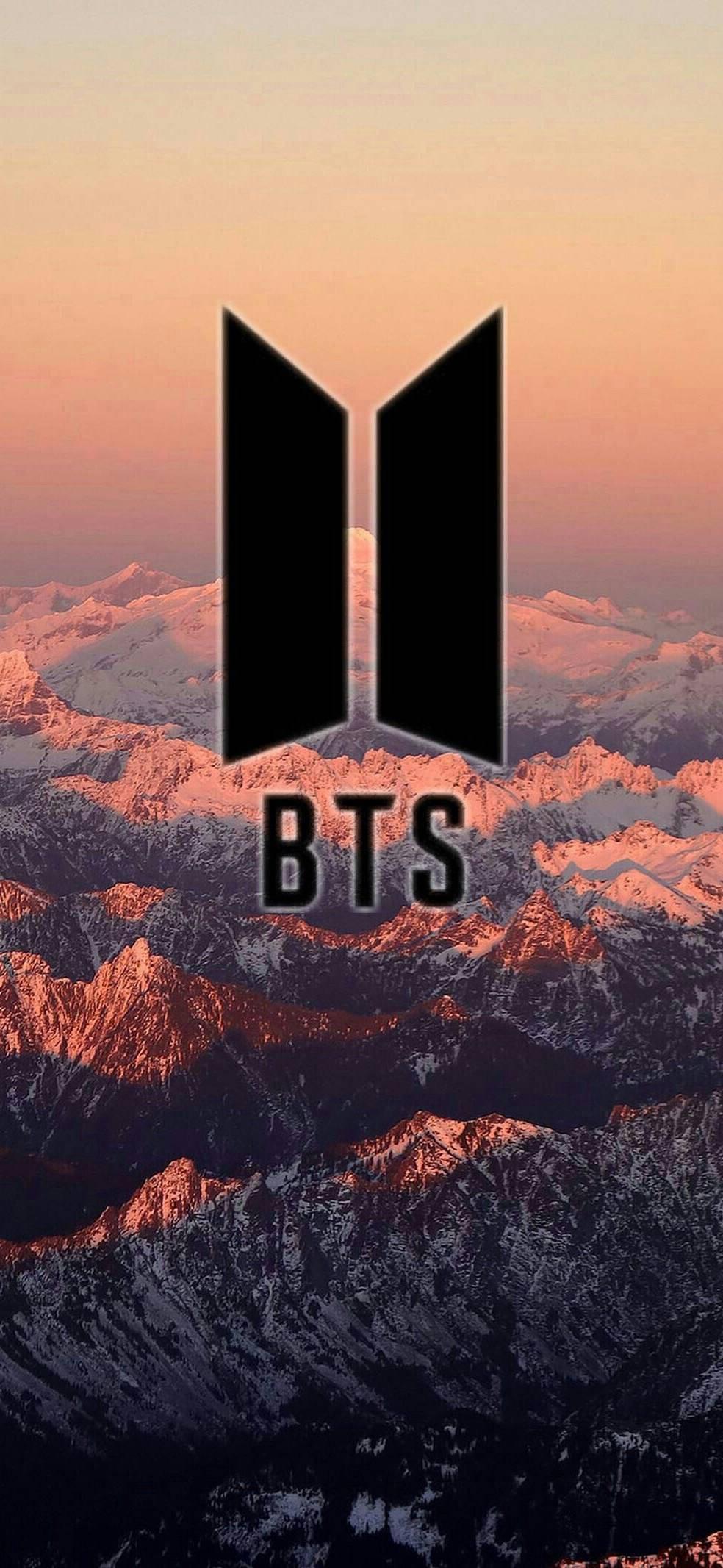 BTS Logo On Aesthetic Mountain — 984x2133 wallpaper