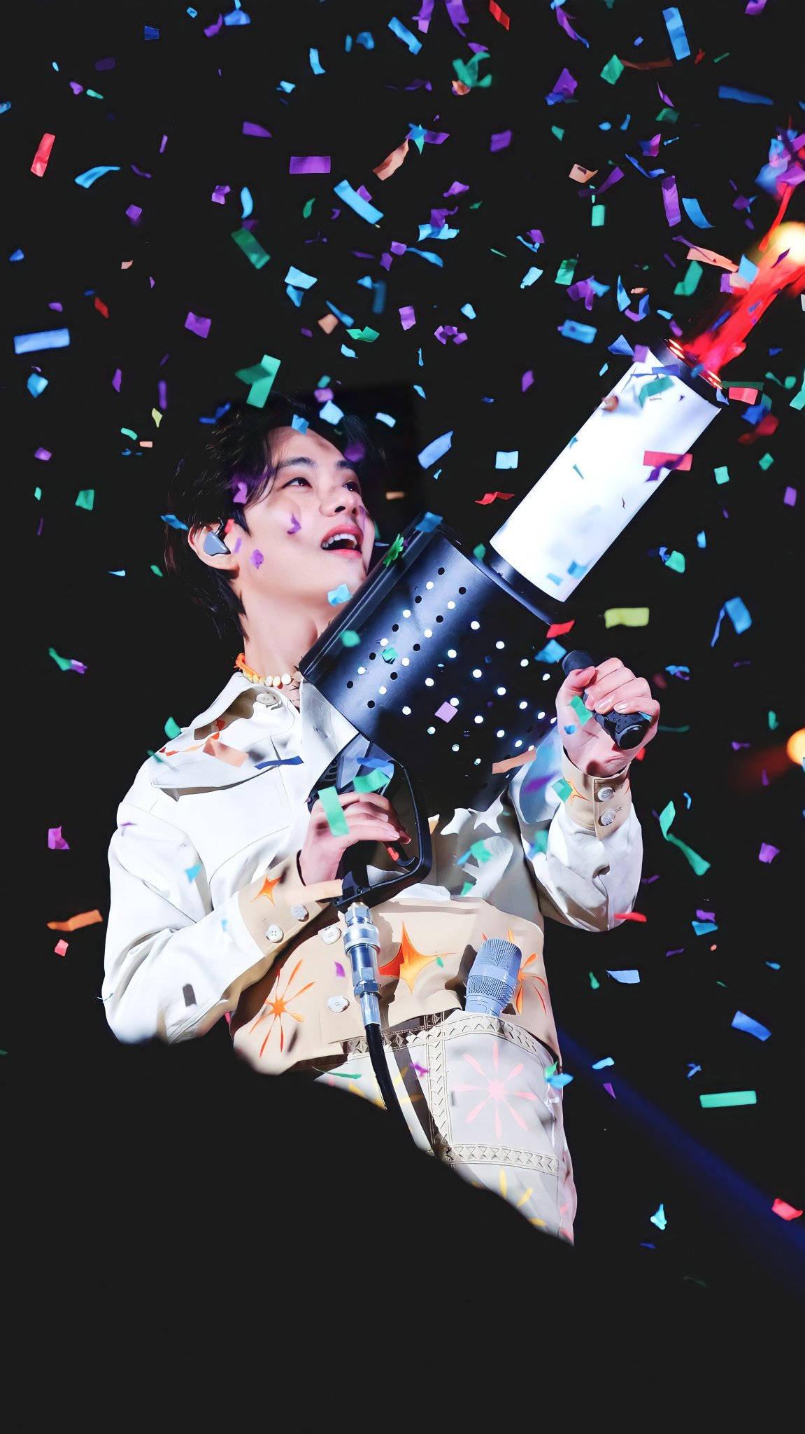 BTS V Confetti Canon — 1151x2048 wallpaper
