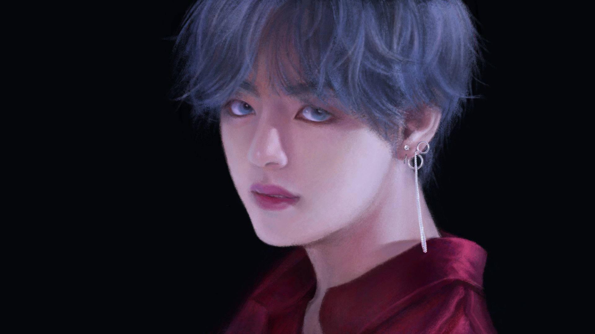BTS V Silver Hair Artwork — 1920x1080 wallpaper