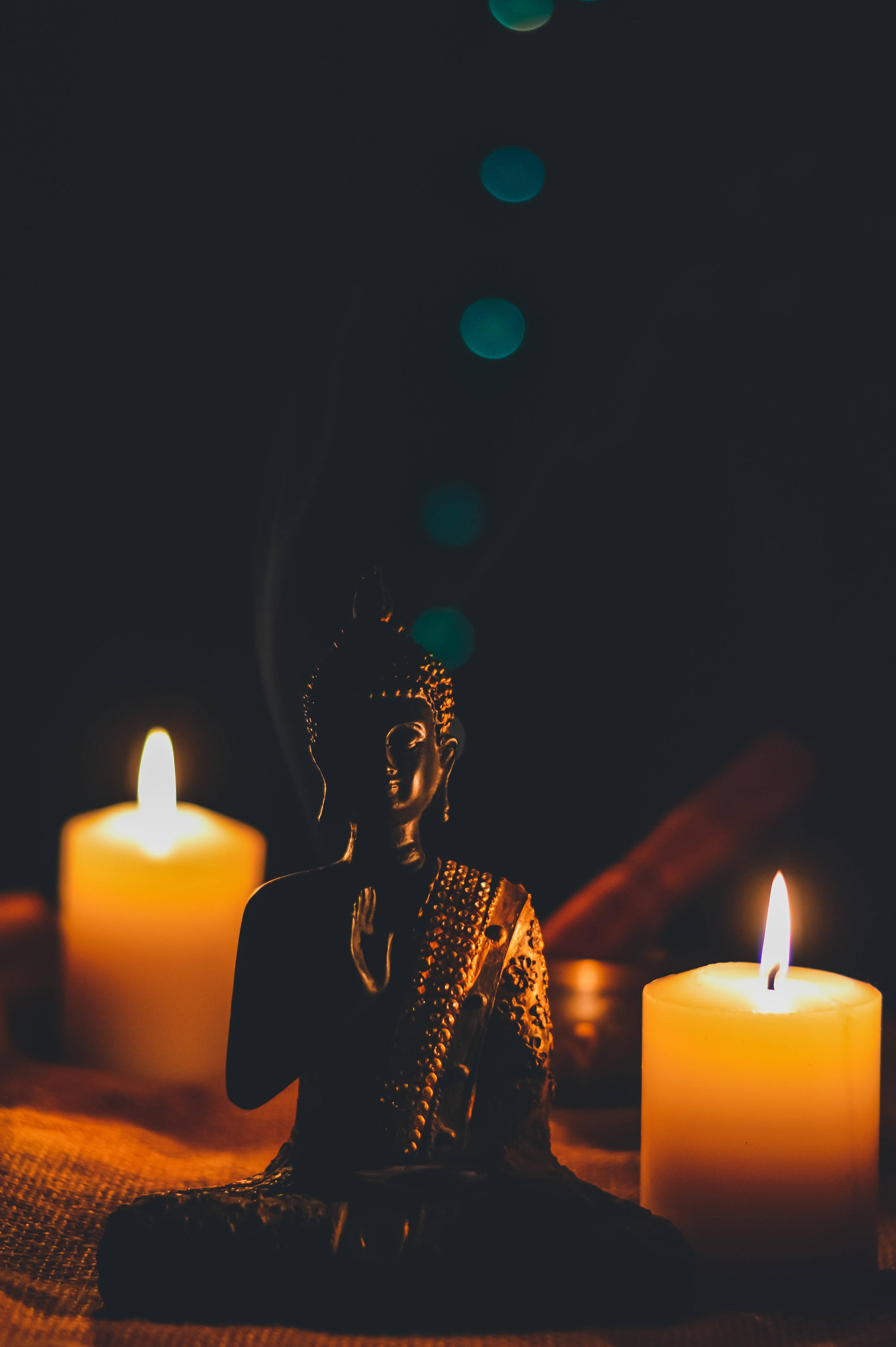 Buddha And Lighted Candles — 2929x4404 wallpaper