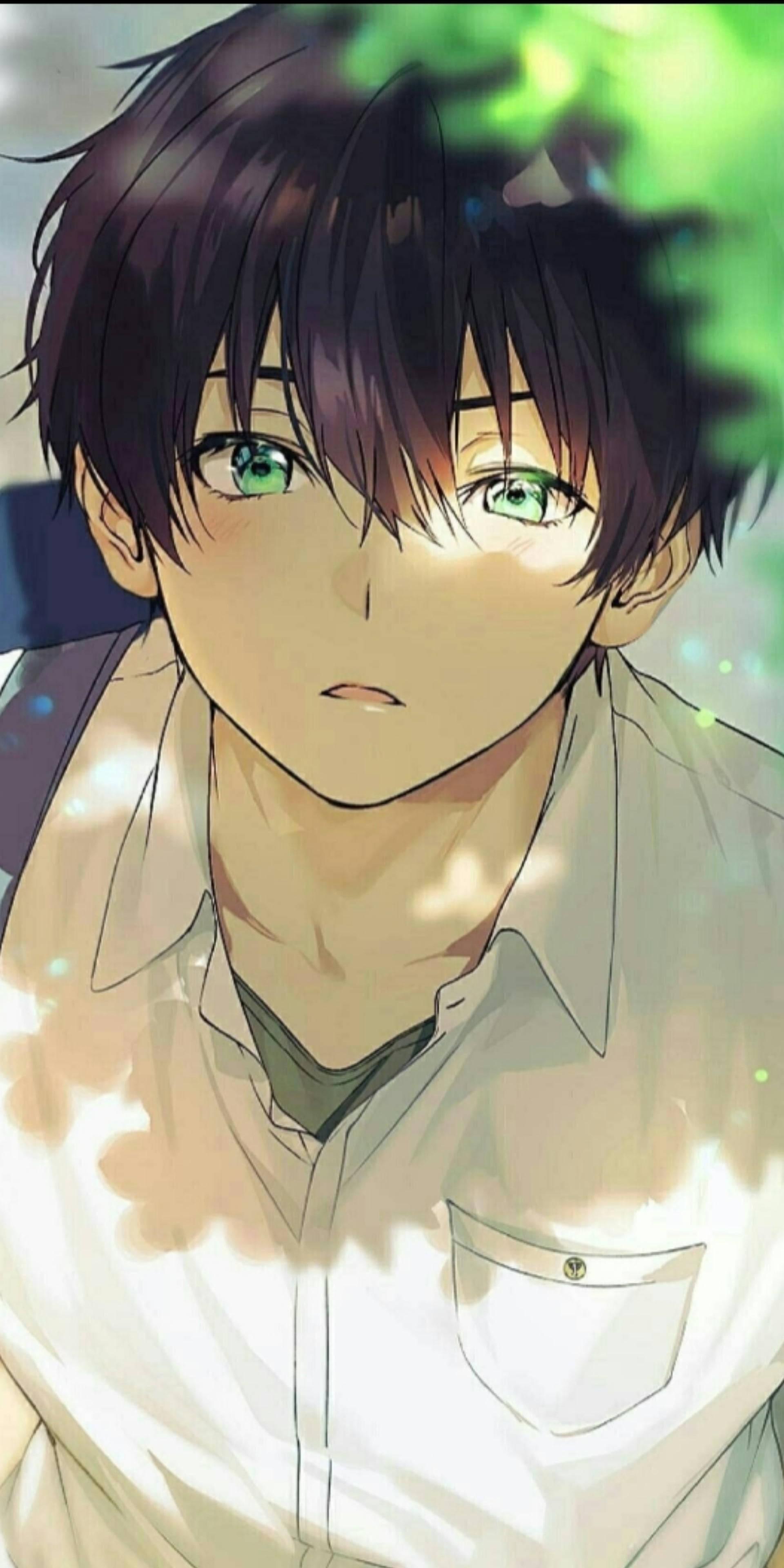 Calm Sad boy Cartoon Hotaro Oreki Under Shade — 1920x3840 wallpaper
