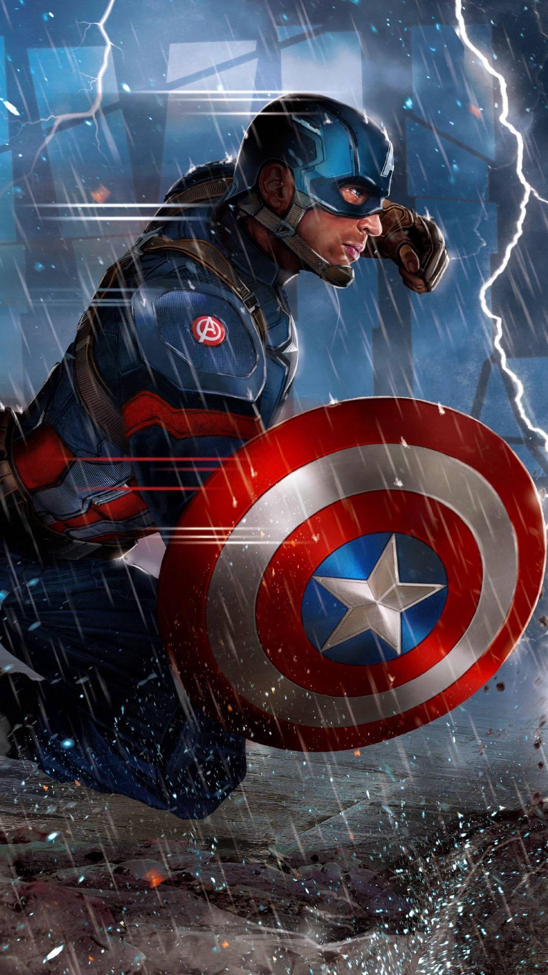 Captain America Bravely Stands His Ground — 1080x1920 wallpaper