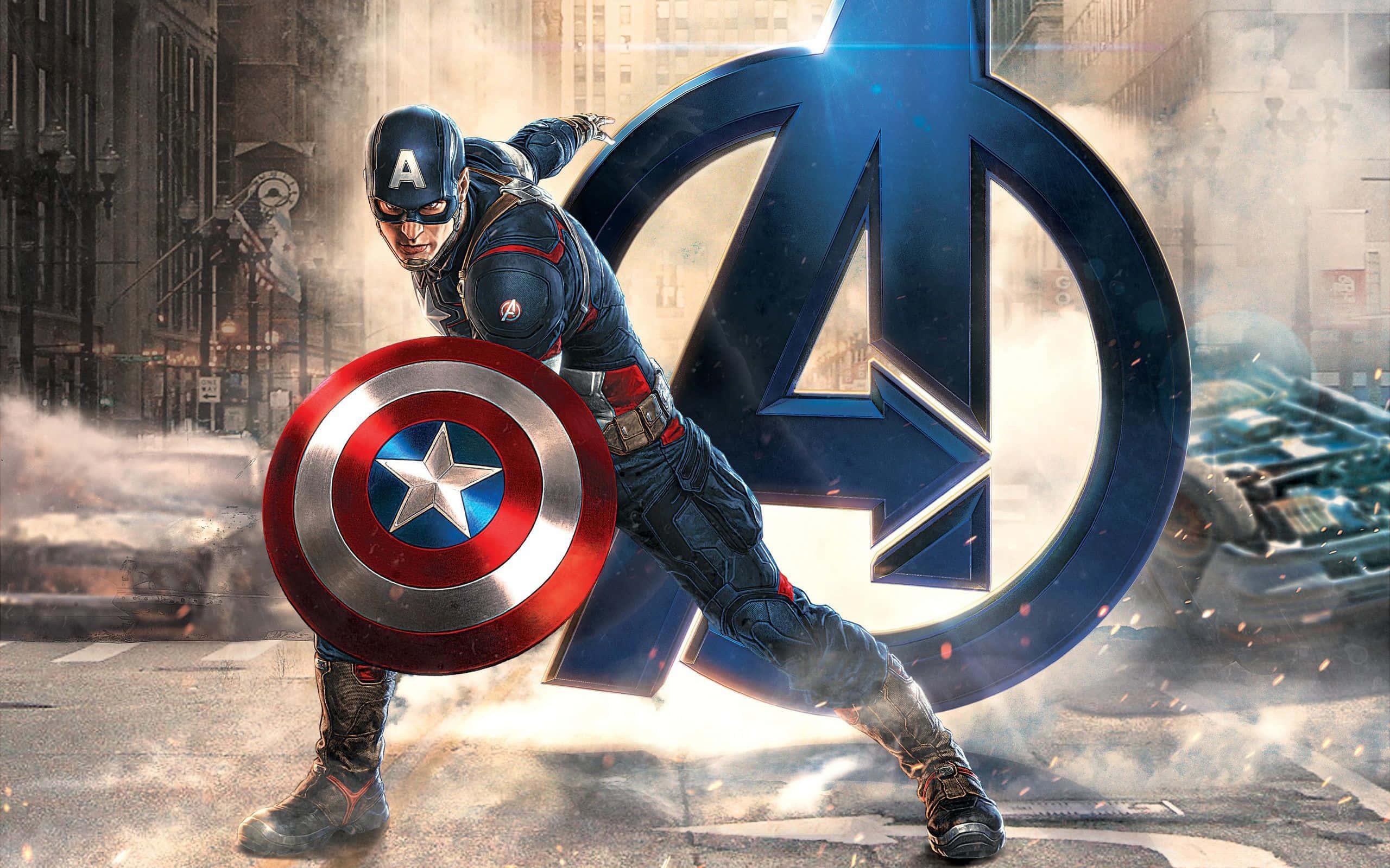 Captain America With Avengers Logo Background — 2560x1600 wallpaper