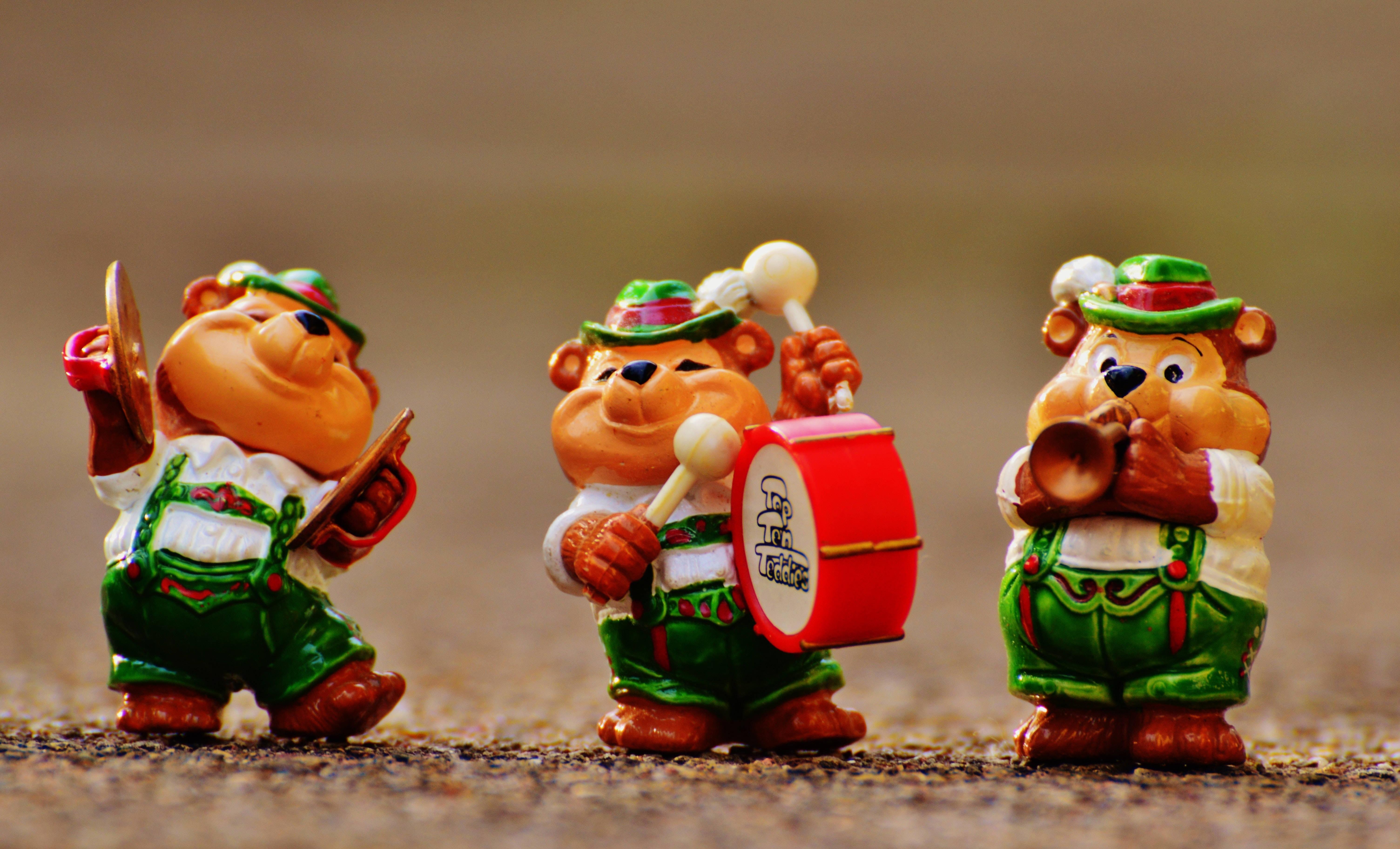 A Charming Troop of Cute Bear Musician Figurines — 6016x3650 wallpaper