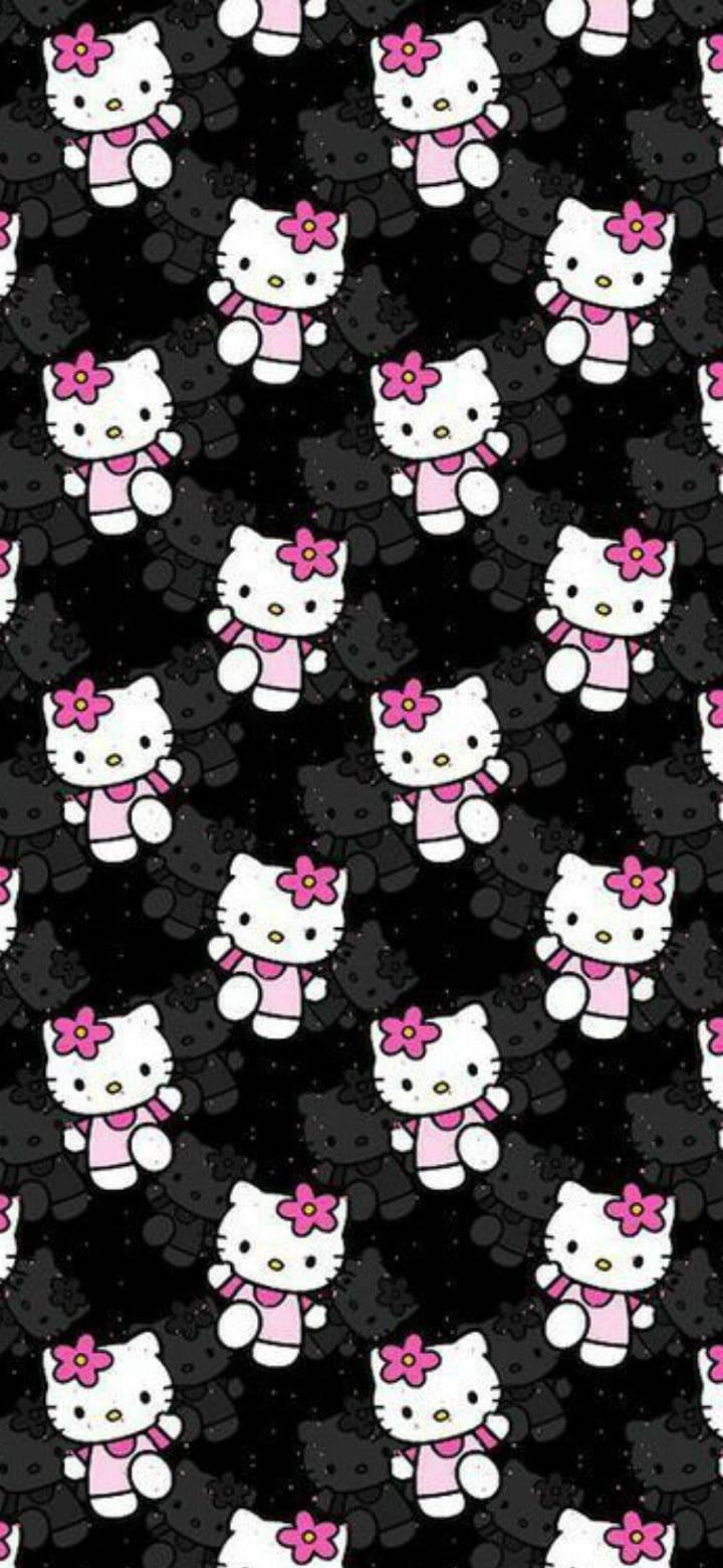 Adorable Black Hello Kitty Design — 720x1560 wallpaper