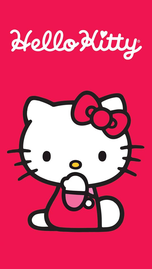 Bright Red Hello Kitty Cartoon iPhone Wallpaper — 640x1136 wallpaper