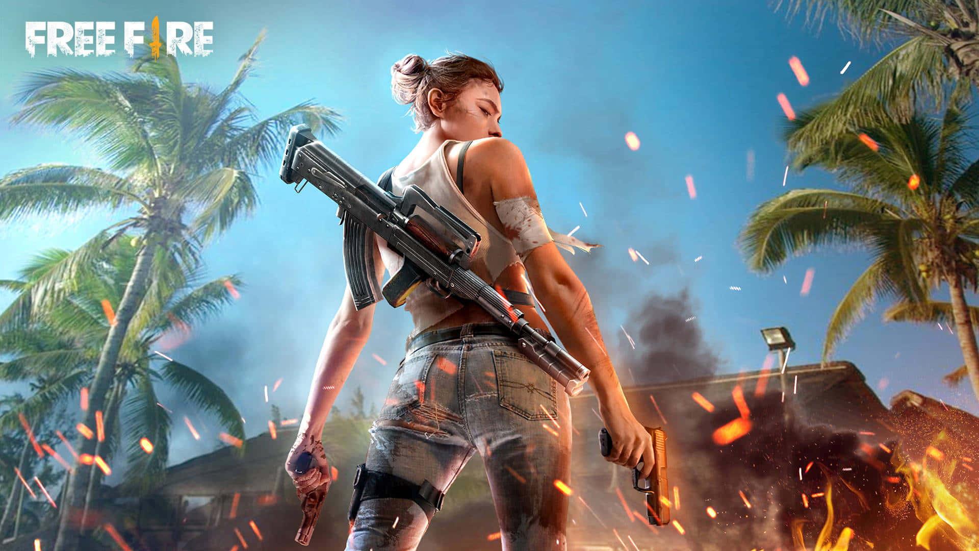 Caption: Flames of Victory - Free Fire Logo Background