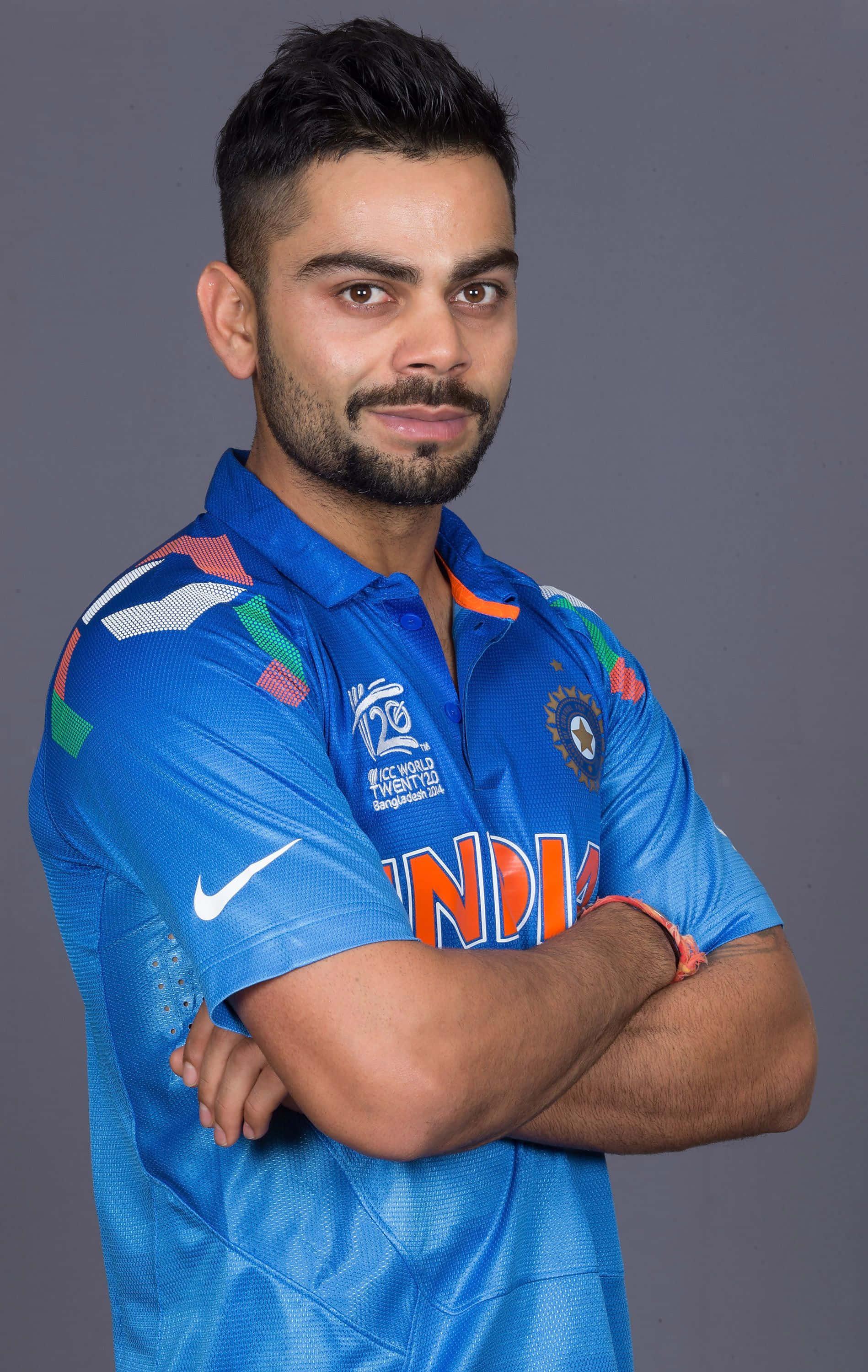 Caption: Indian Cricket Captain Virat Kohli in Action