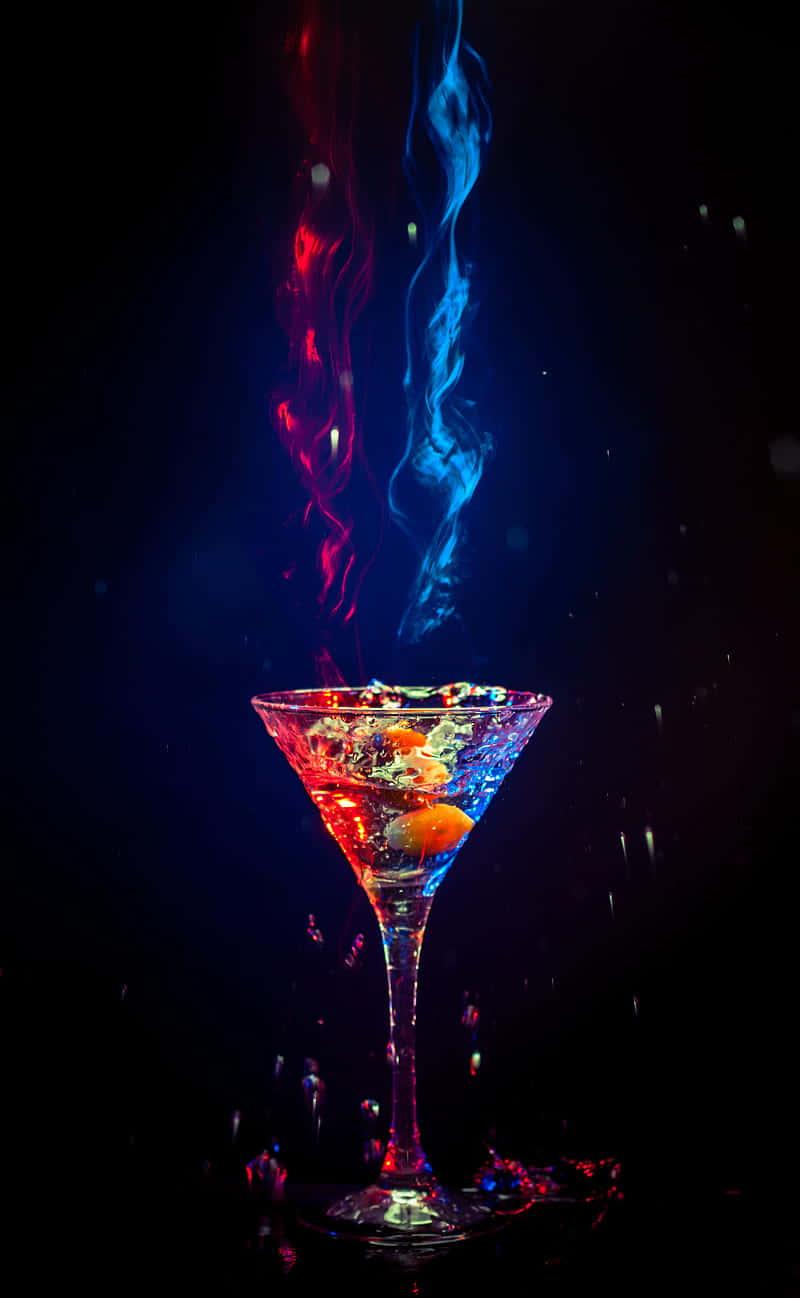 Caption: Spectacular Splash of Blue and Red Cocktails