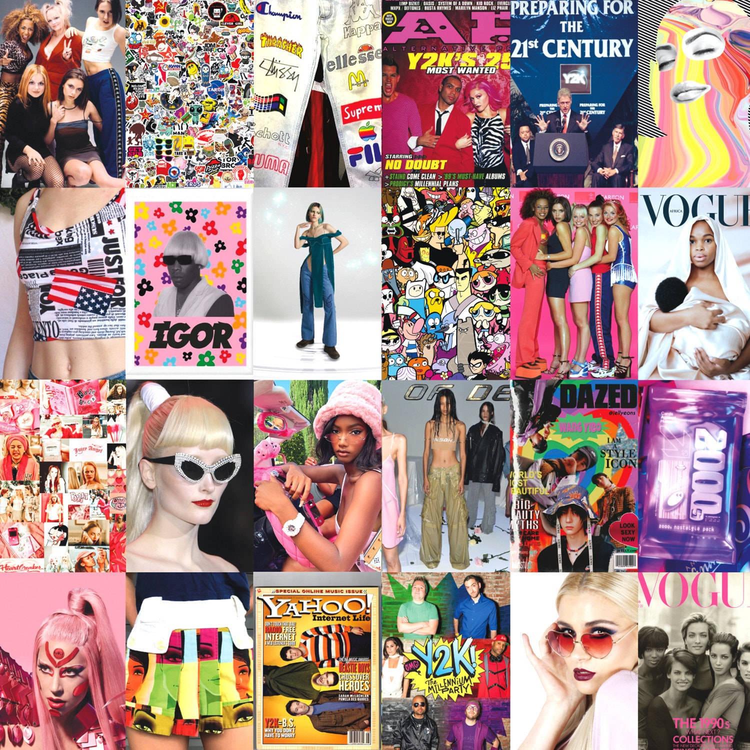 Y2K Fashion Model Posing with Stylish Outfits — 1500x1500 wallpaper