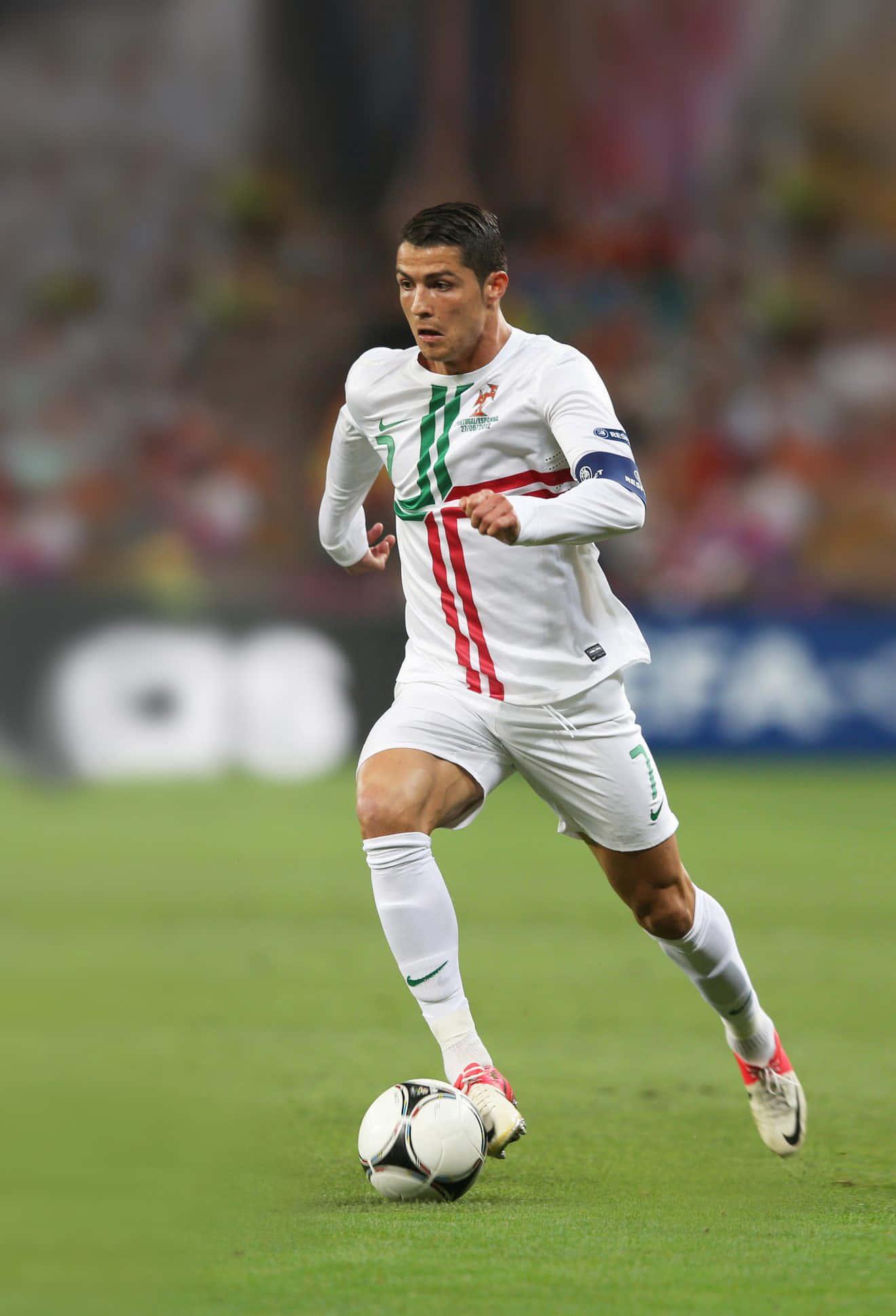 Captivating action shot of Cristiano Ronaldo during a match