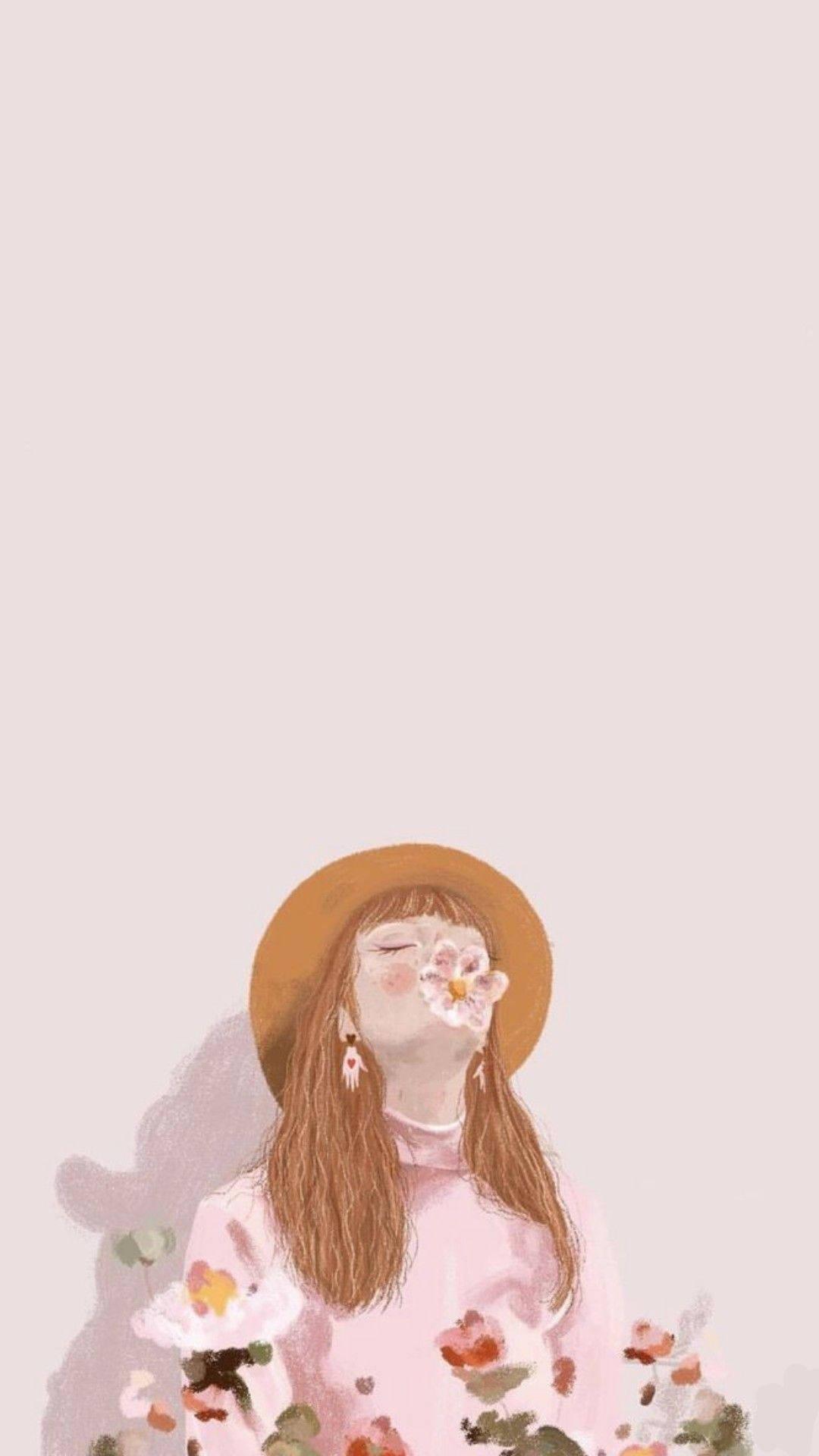 Captivating Pink Aesthetic Girl Painting — 1080x1920 wallpaper