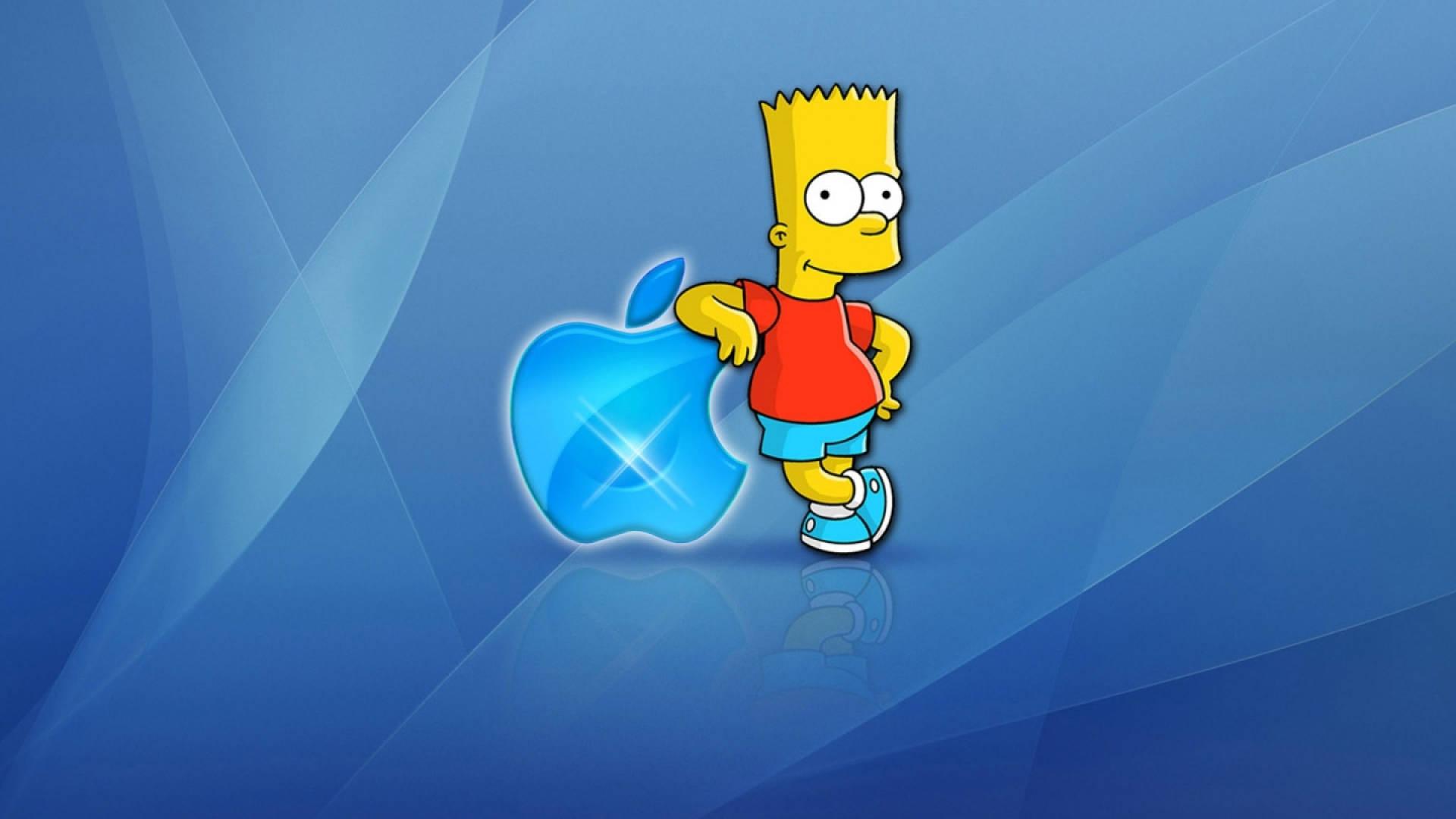 Cartoon Bart Simpson Apple Background — 1920x1080 wallpaper