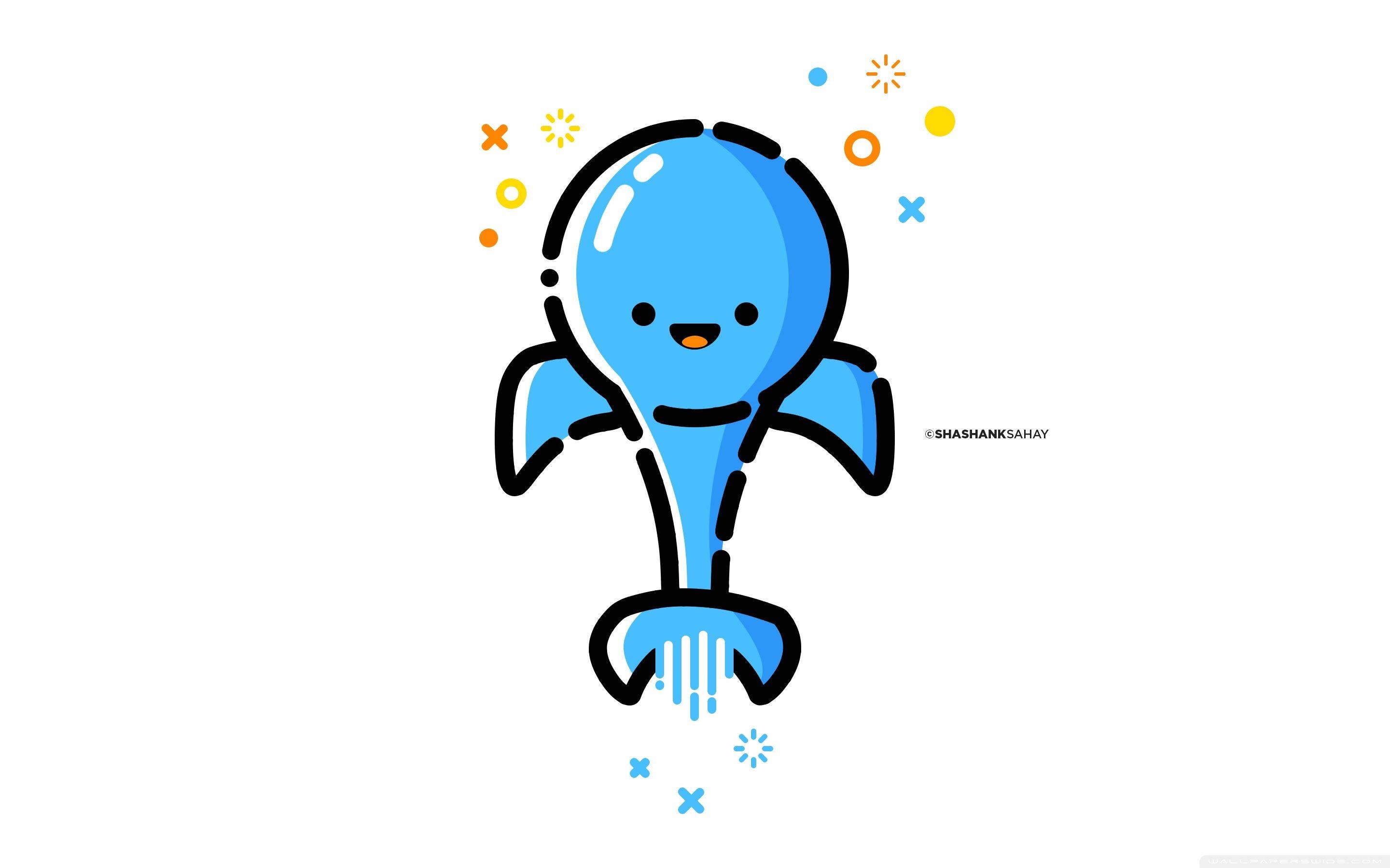Cartoon Blue Dolphin — 2880x1800 wallpaper