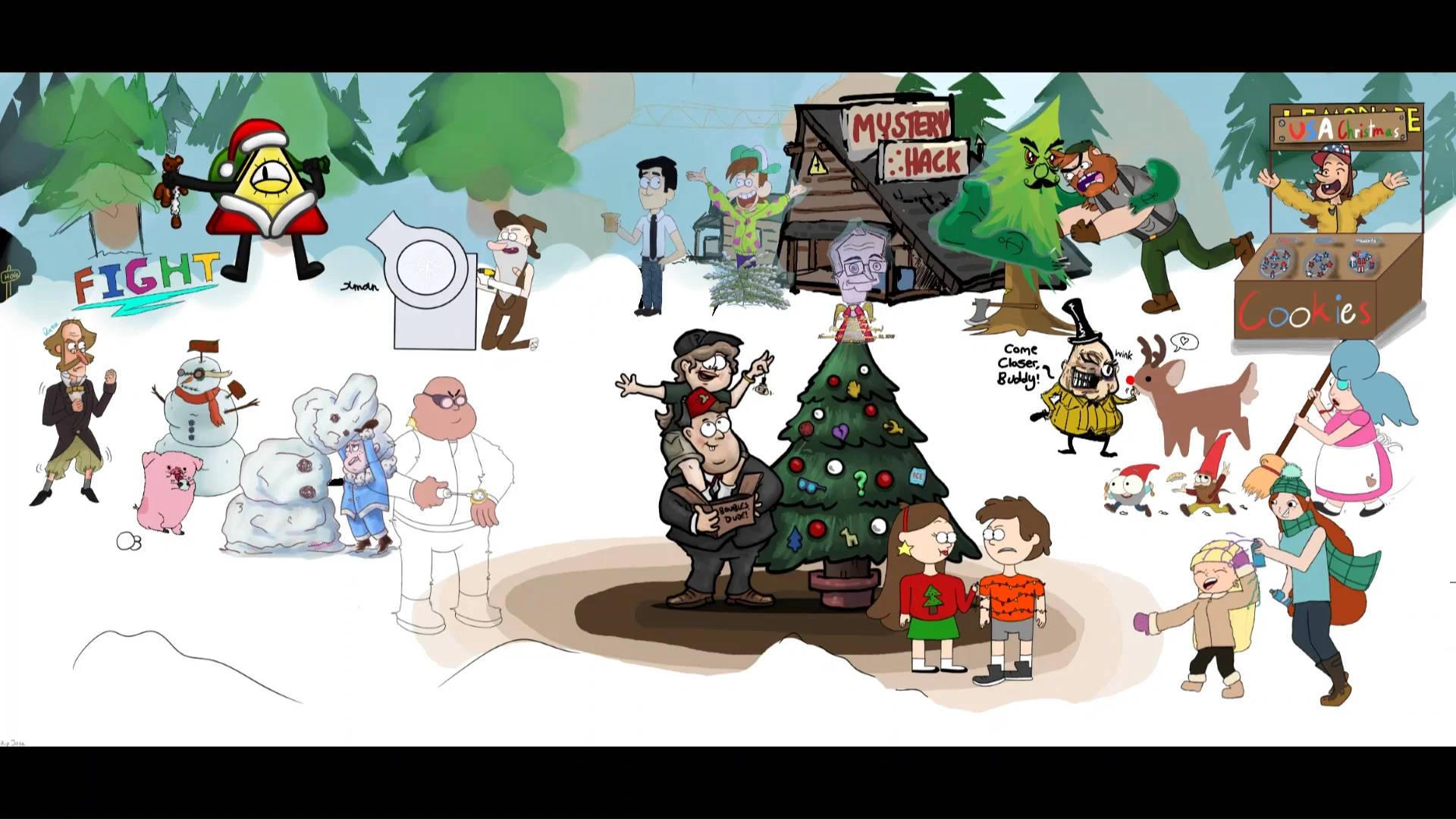 Cartoon Christmas Collage — 1920x1080 wallpaper