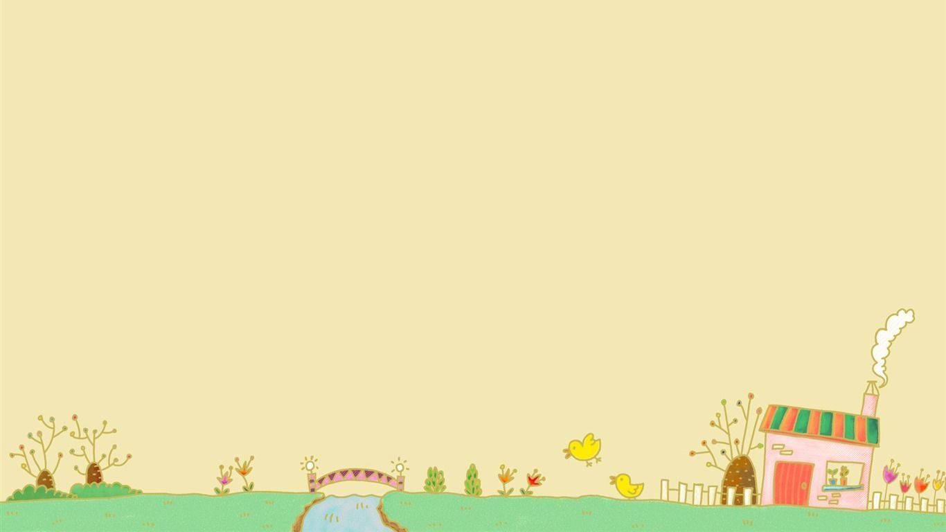 Cartoon Doodle River Bridge — 1366x768 wallpaper